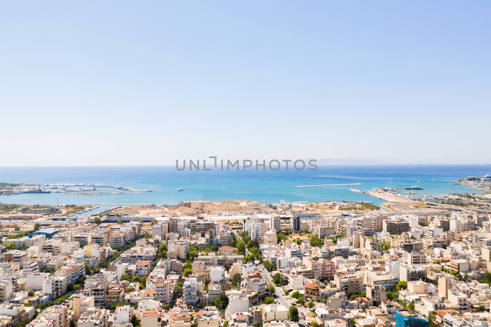 Aerial view of Moschato beach in Athens