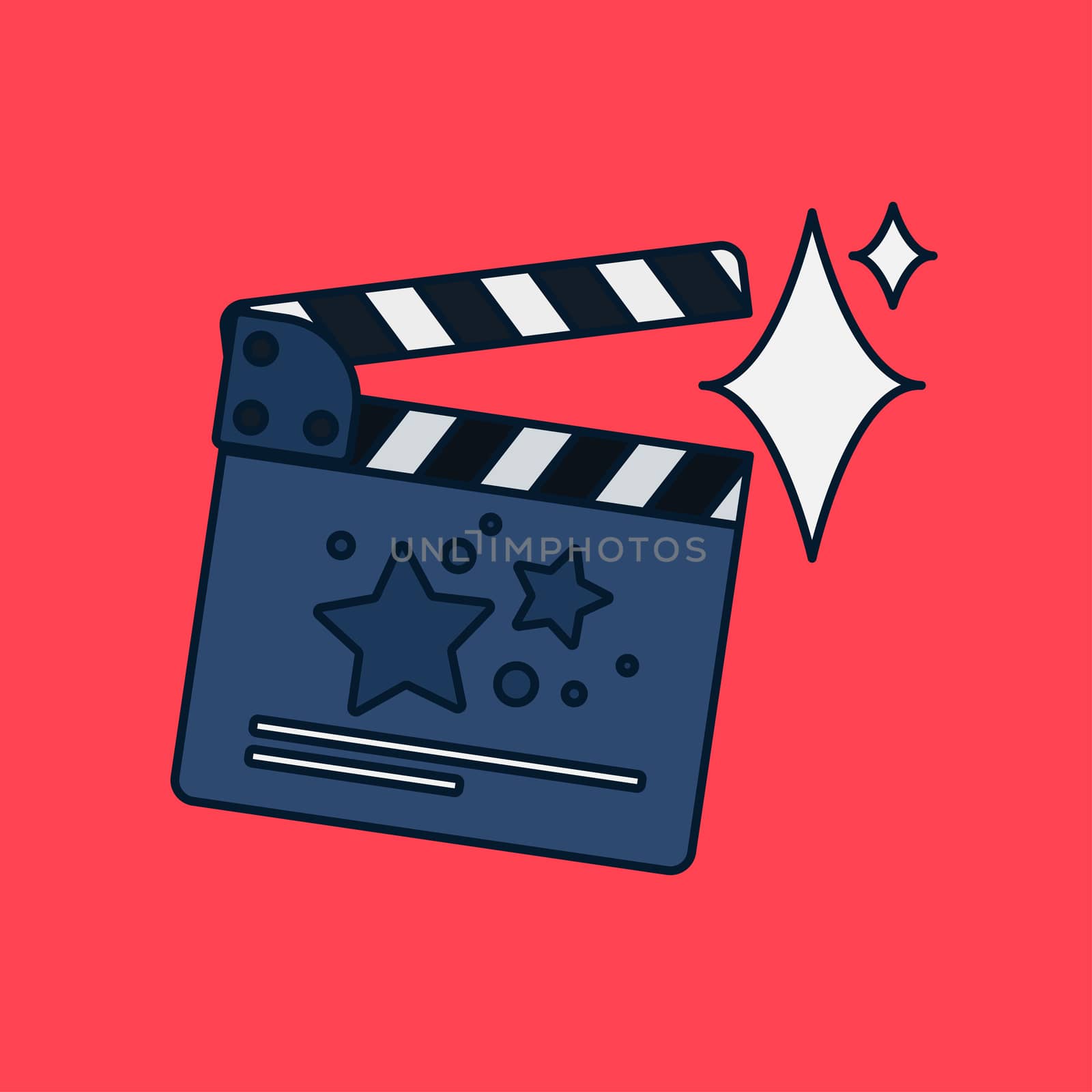 Flat movie clapperboard symbol. Stylish blank movie clapperboard elements. Vector
