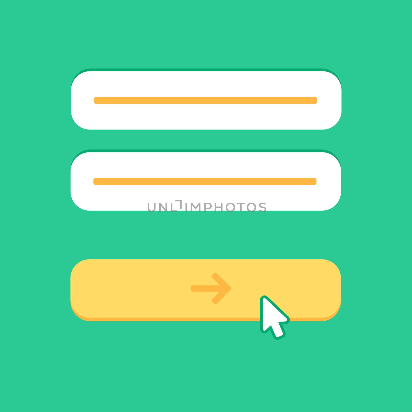 Web Template and Elements for site form of email subscribe, newsletter or login to account, submit. Vector