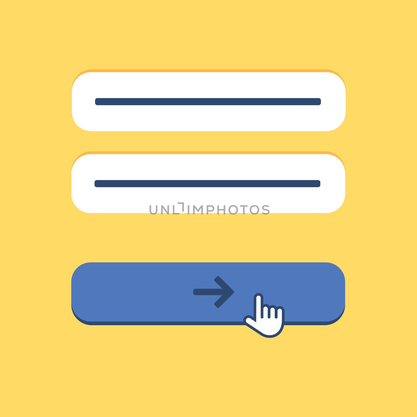 Web Template and Elements for site form of email subscribe, newsletter or login to account, submit. Vector