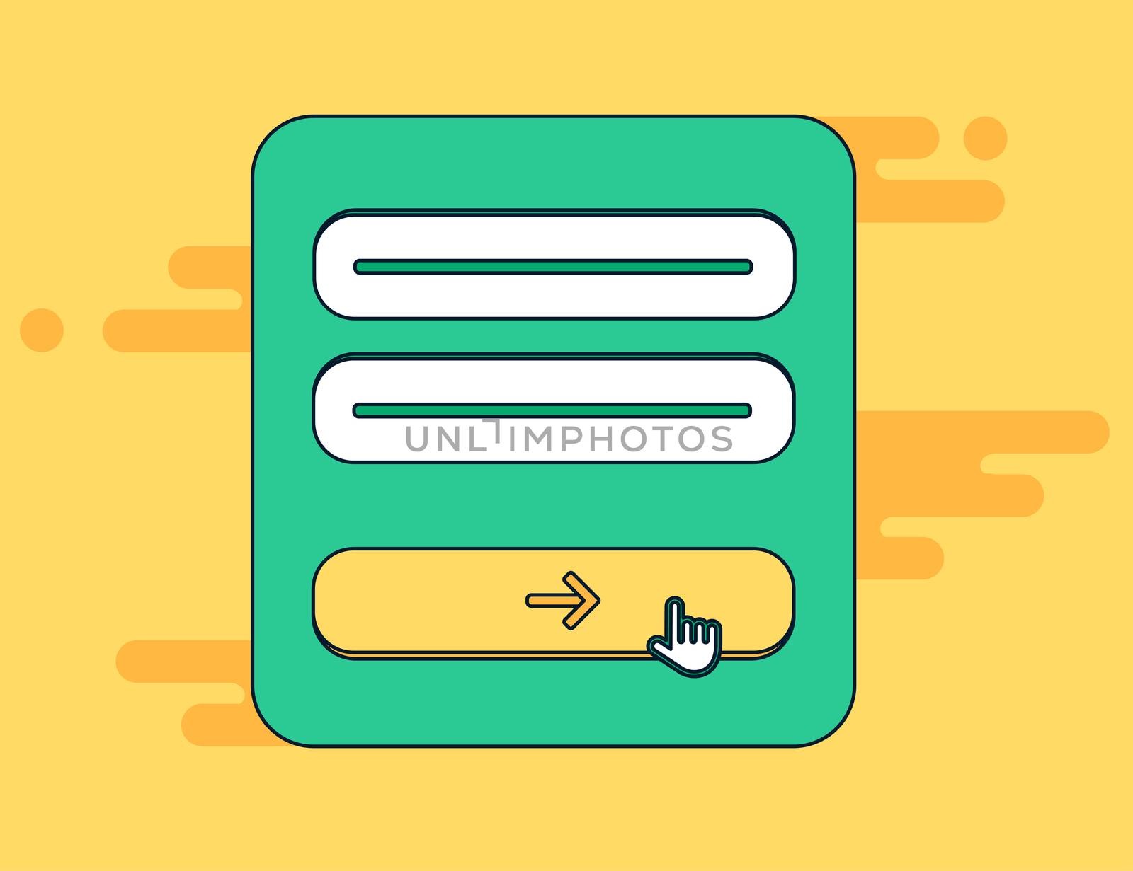 Web Template and Elements for site form of email subscribe, newsletter or login to account, submit. Vector