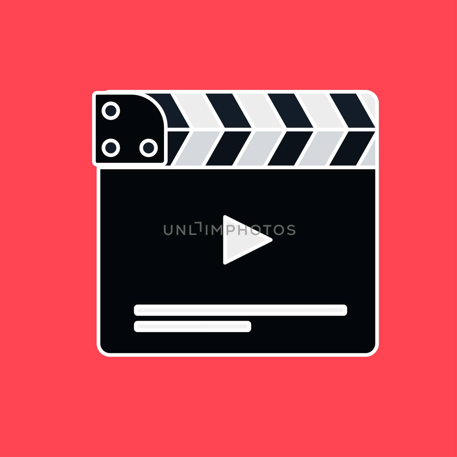 Flat movie clapperboard symbol. Stylish blank movie clapperboard elements. Vector