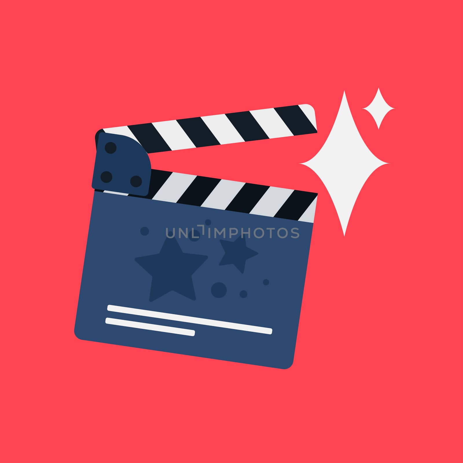 Flat movie clapperboard symbol. Stylish blank movie clapperboard elements. Vector