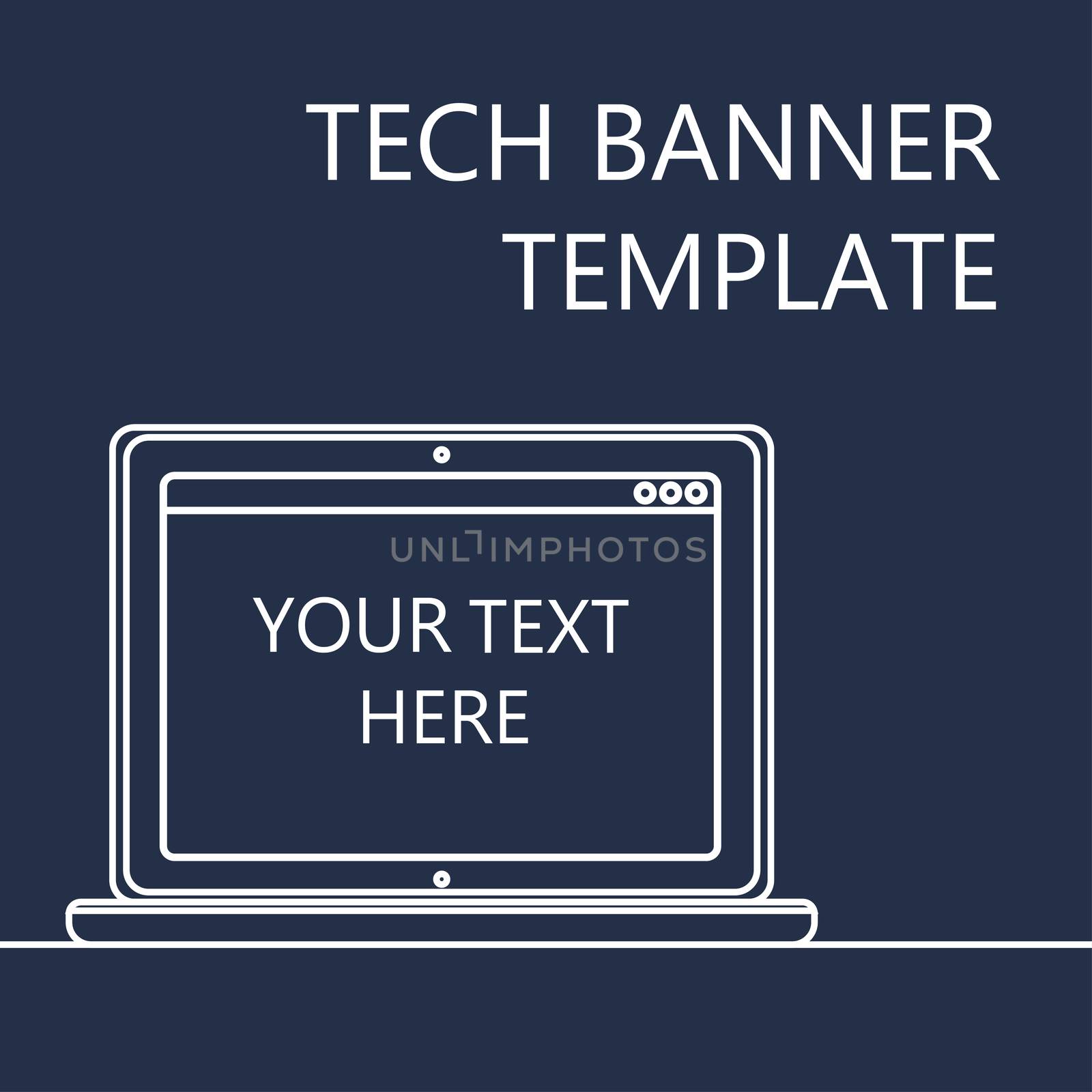 Adaptive Web Template and Gadget Banner with Notebook. Outline minimalistic laptop mockups. Vector