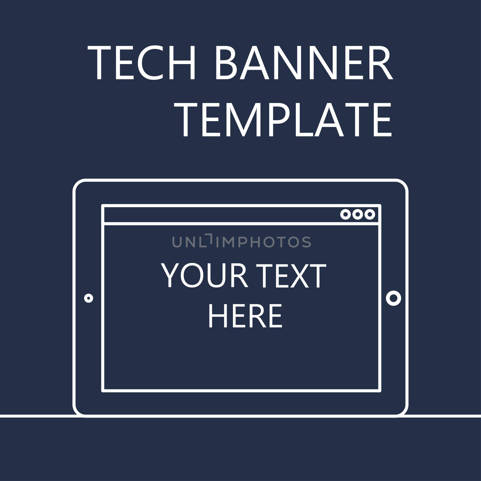 Adaptive Web Template and Gadget Banner with Pad. Outline minimalistic tablet mockups. Vector
