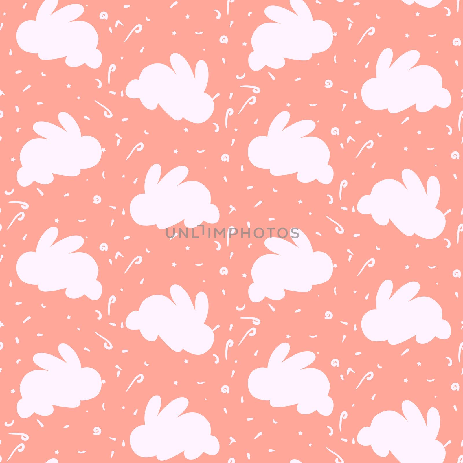 Happy easter seamless pattern with rabbit for print, wrap, fabric, greeting card. Vector