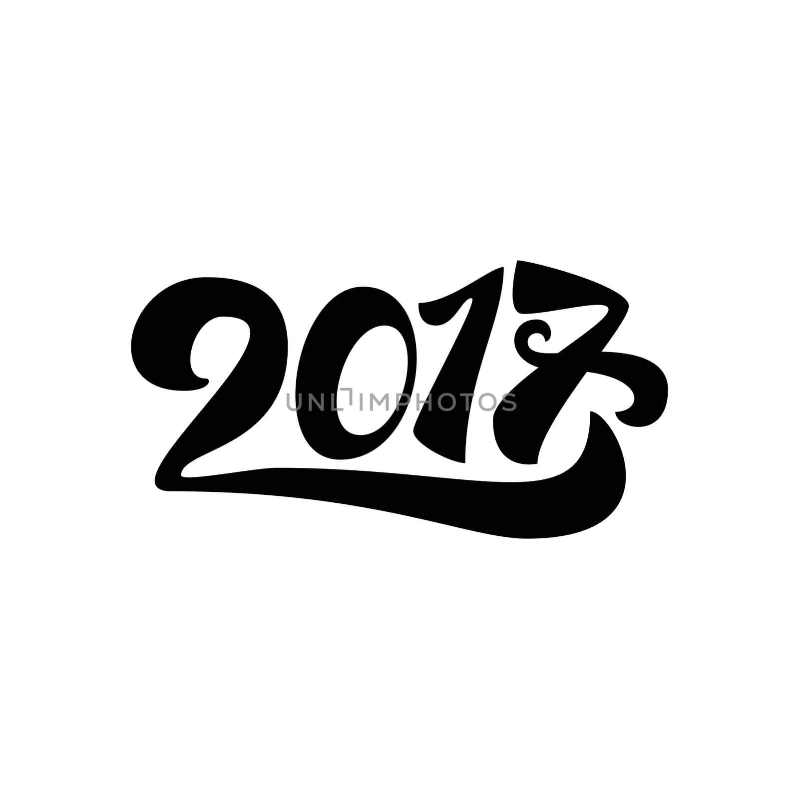 Lettering 2017 for print and poster, banner and sticker. Happy new year greeting card. Vector