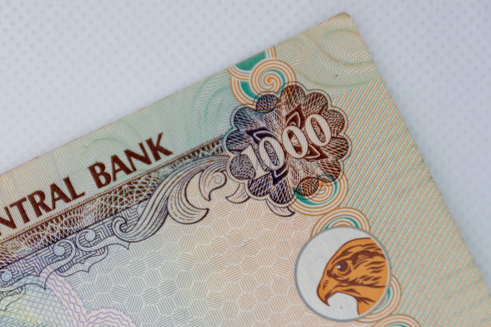 The Currency of the United Arab Emirates (UAE) - Close up of a t by kingmaphotos