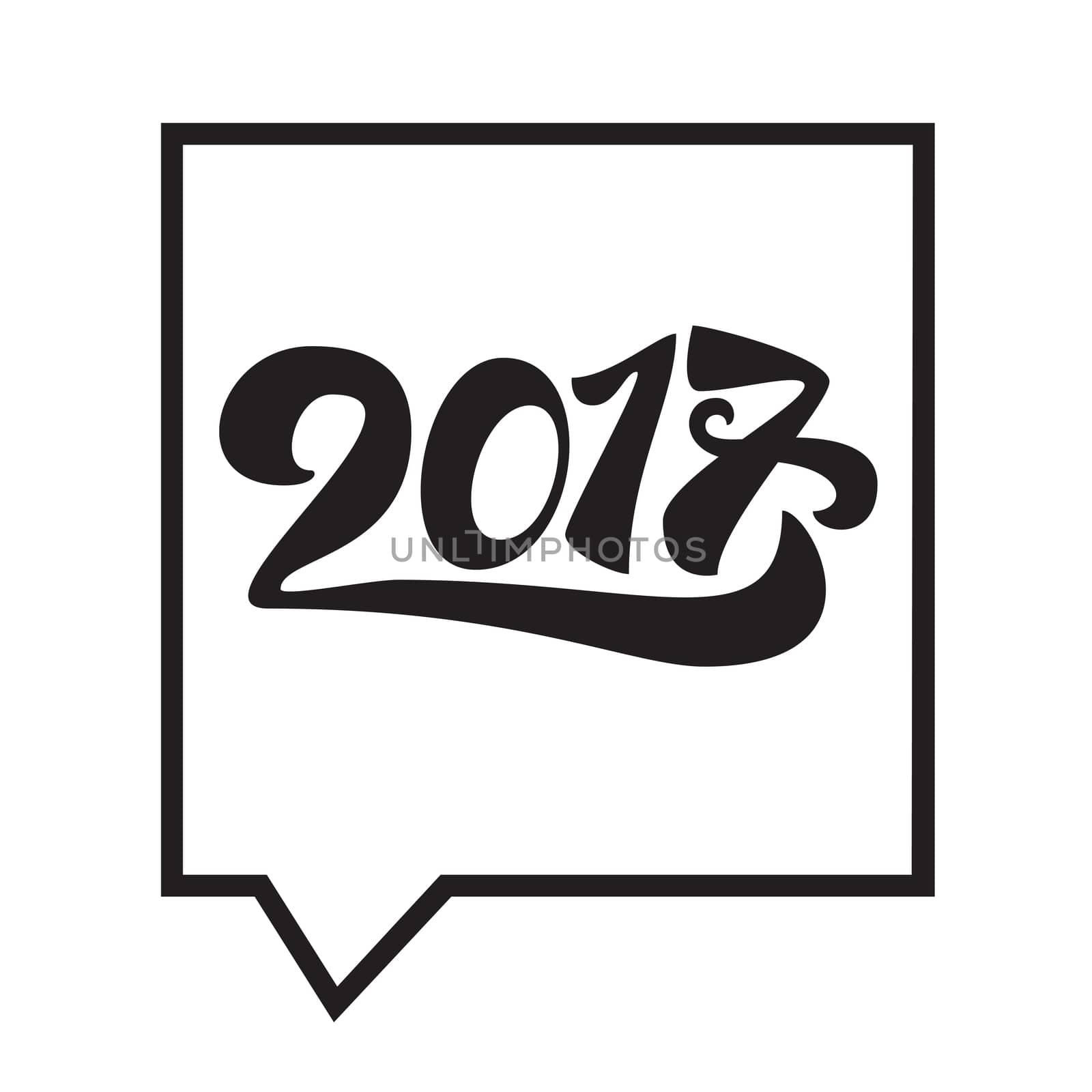 Lettering 2017 for print and poster, banner and sticker. Happy new year greeting card. Vector