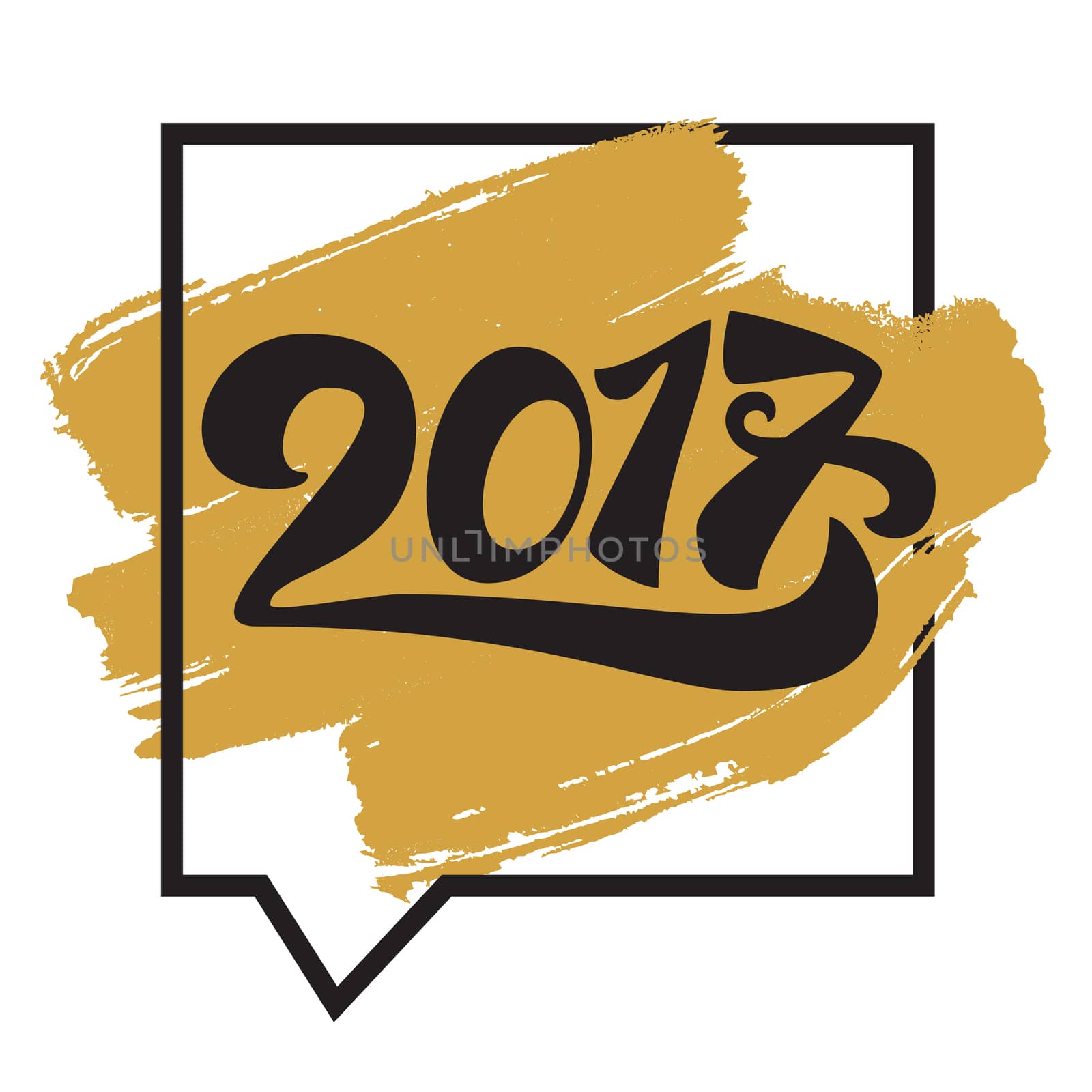 Lettering 2017 for print and poster, banner and sticker. Happy new year greeting card. Vector