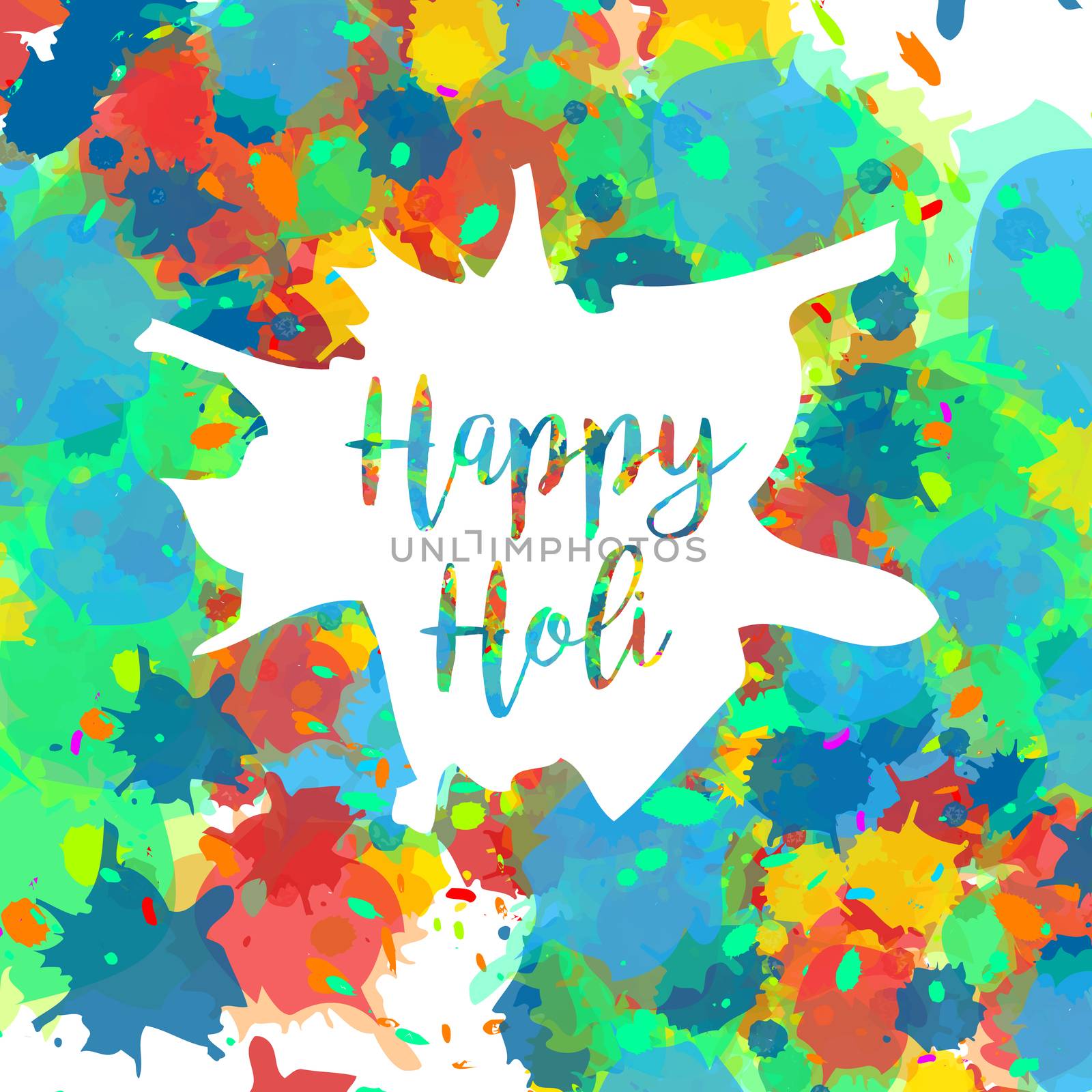 Indian Festival of Colours design for banner, print, poster and card. Happy Holi celebration calligraphy. Vector