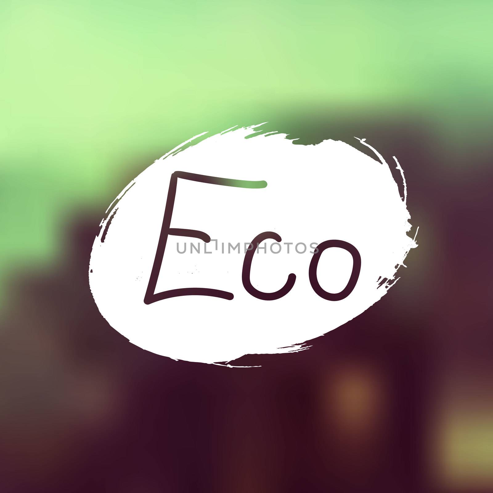 Hand drawn ecology and 100 percents natural lettering. Isolated grunge sticker or nature icon of quality for banner, web, card, print. Eco design. Vector