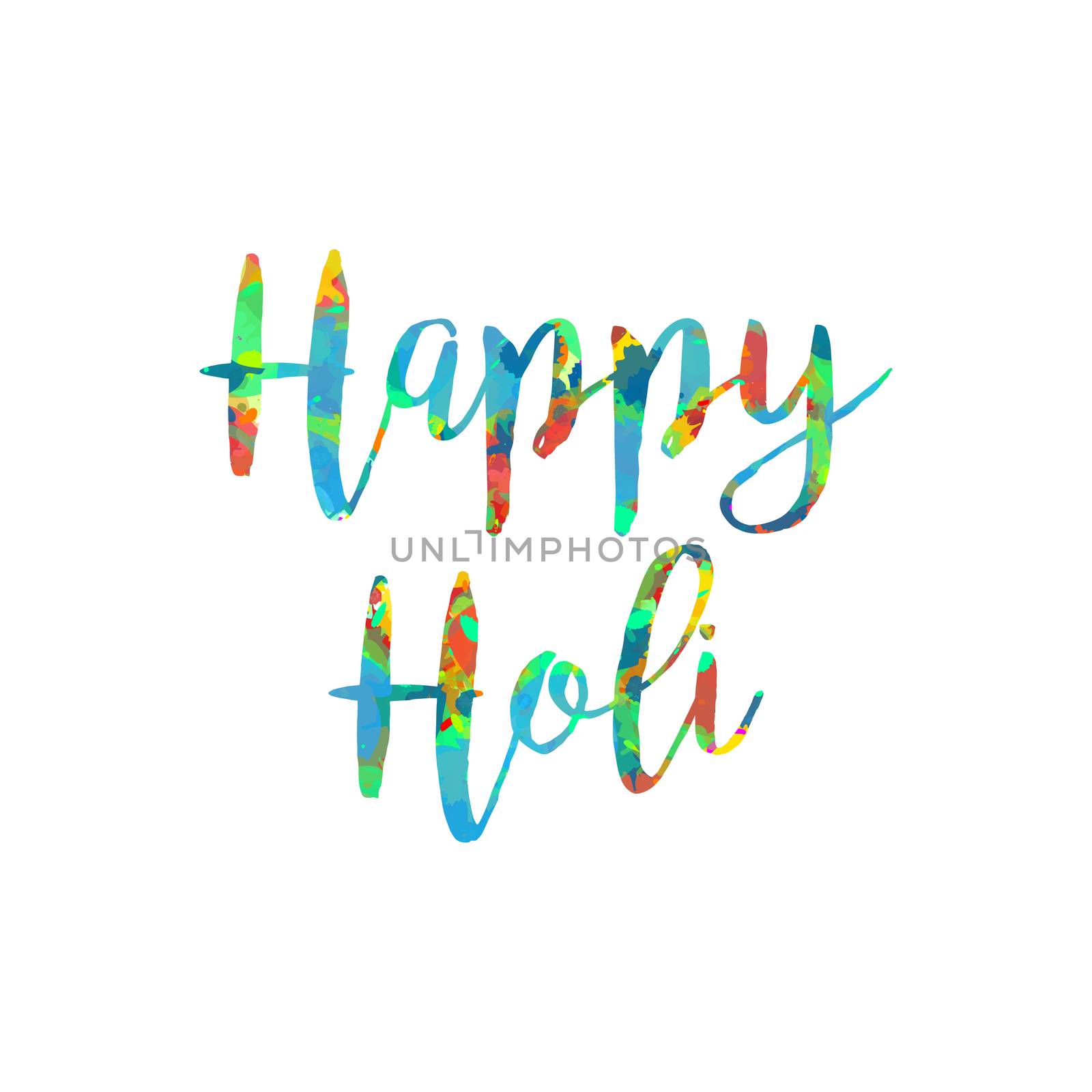 Indian Festival of Colours design for banner, print, poster and card. Happy Holi celebration calligraphy. Vector