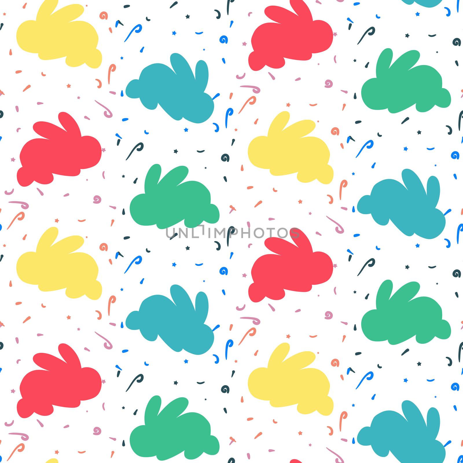Happy easter seamless pattern with rabbit for print, wrap, fabric, greeting card. Vector