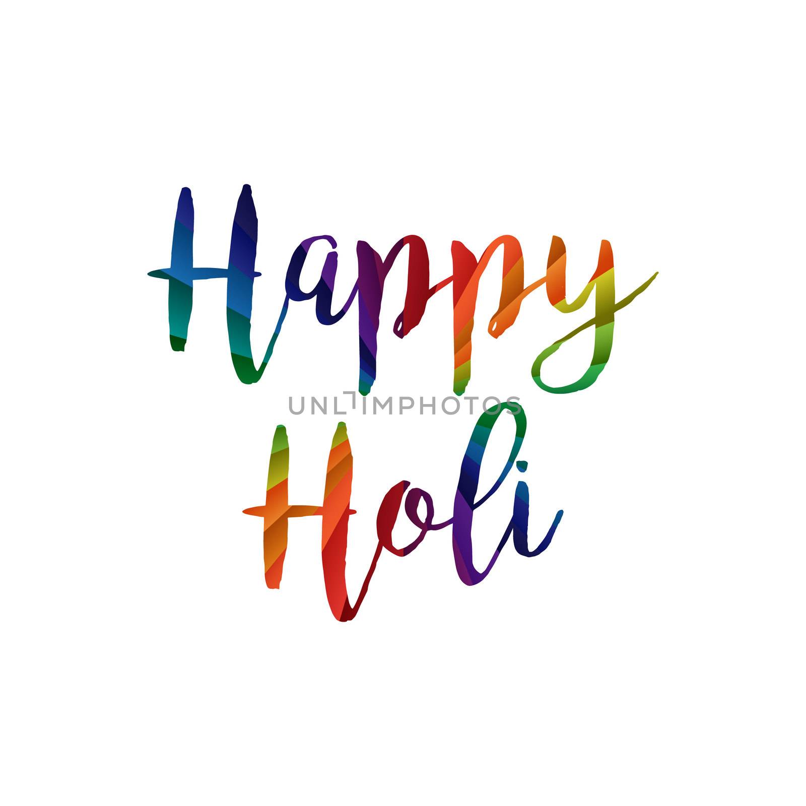 Indian Festival of Colours design for banner, print, poster and card. Happy Holi celebration calligraphy. Vector