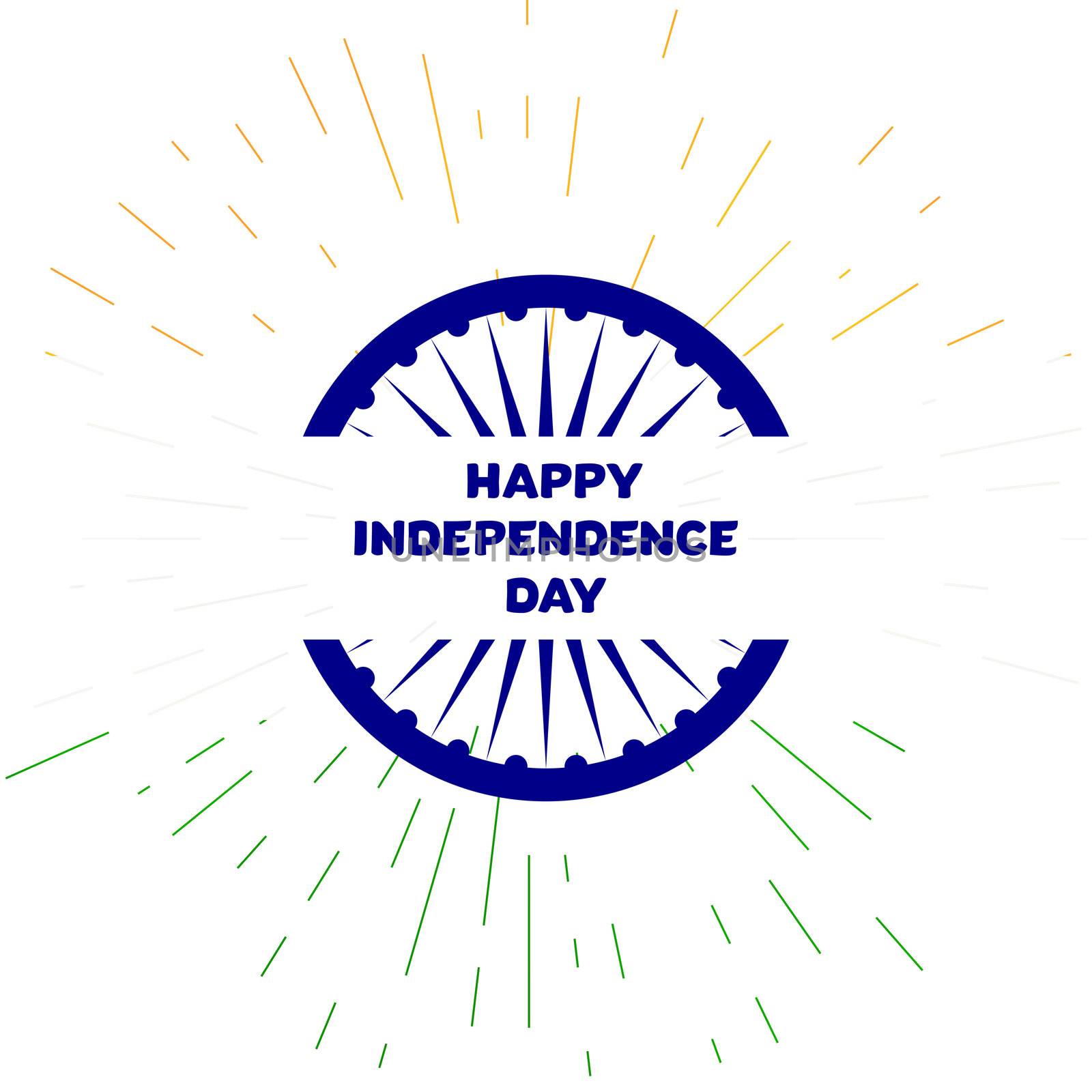 Happy Independence day India Greeting Template with Ashoka wheel. 15th of august. Design elements for print, card, banner, celebration. Vector