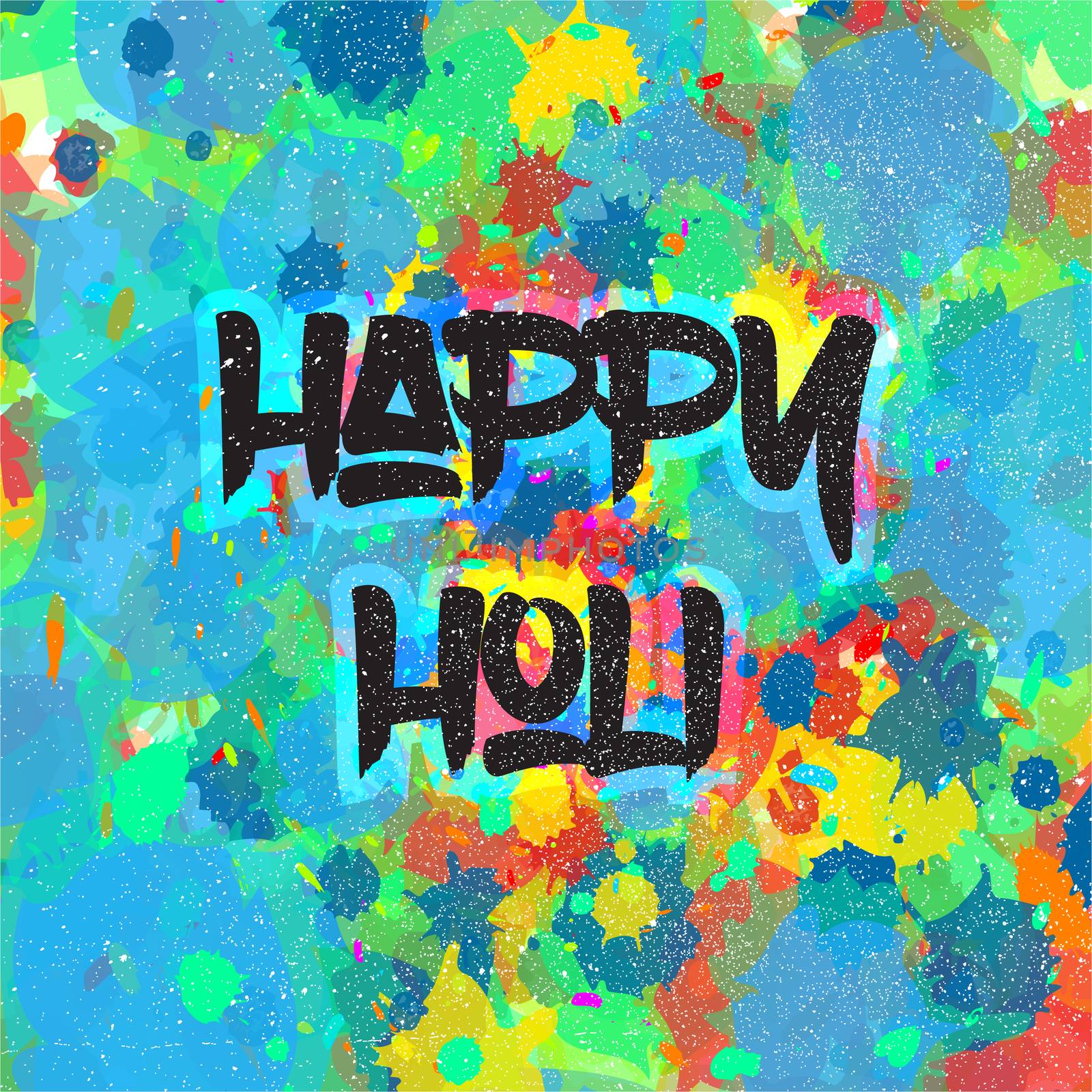 Indian Festival of Colours design for banner, print, poster and card. Happy Holi celebration calligraphy. Vector
