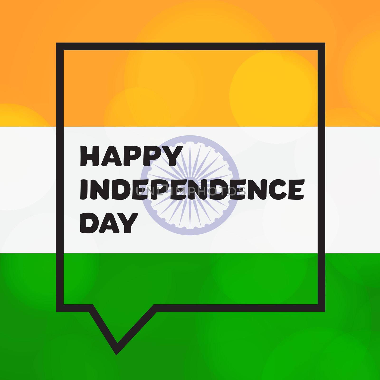 Happy Independence day India Greeting Template with Ashoka wheel. 15th of august. Design elements for print, card, banner, celebration. Vector