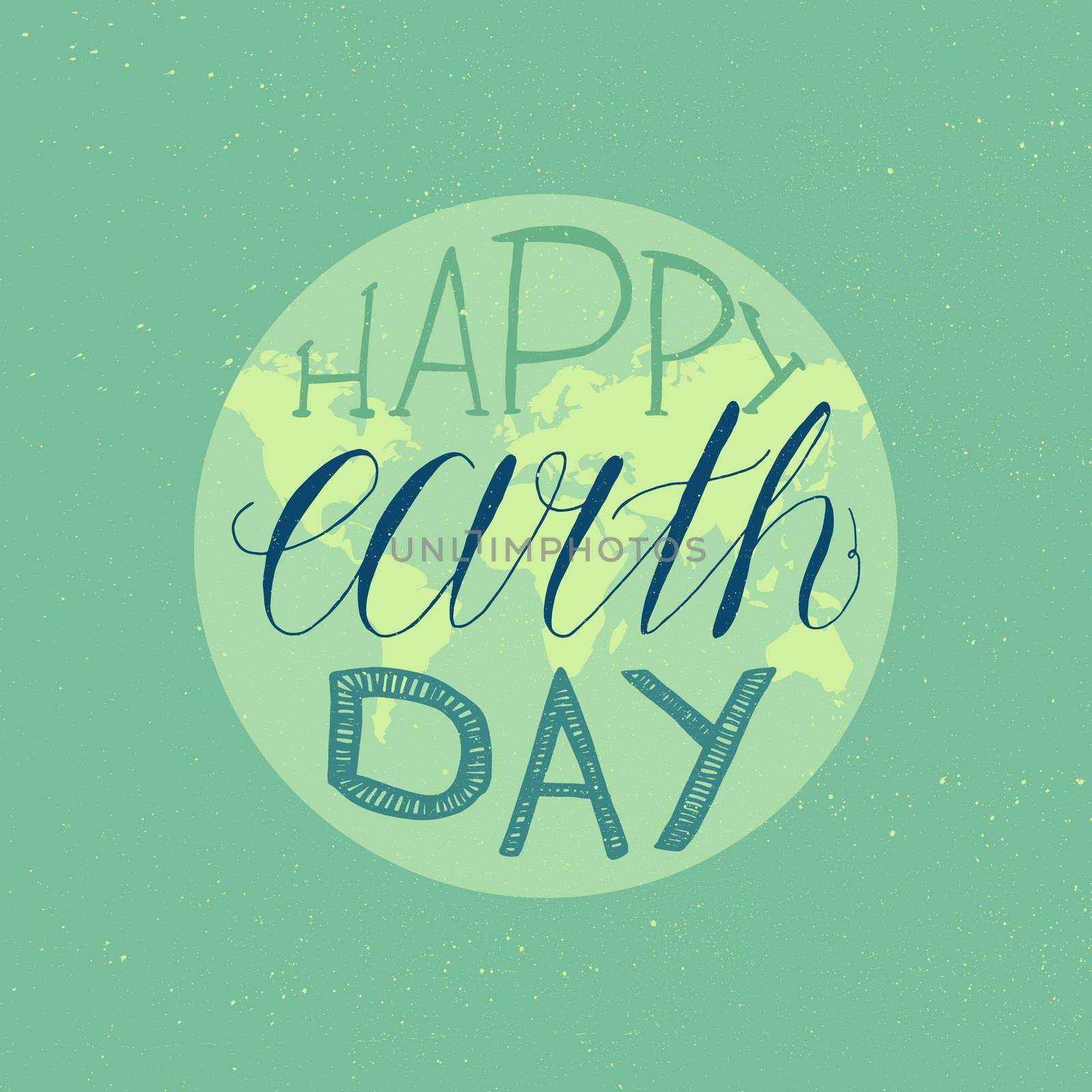 Happy Earth Day Lettering Illustration for print, poster, greeting, celebration. Grunge vintage save planet concept. Vector