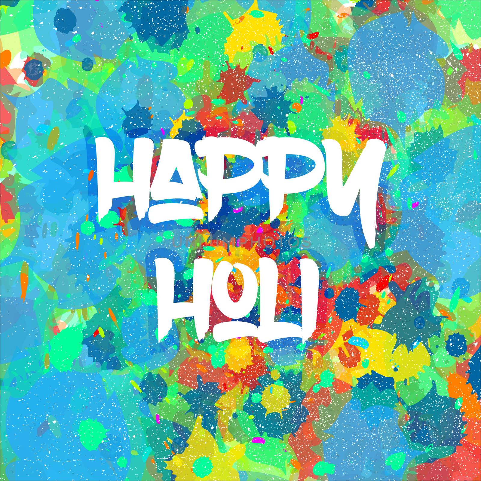 Indian Festival of Colours design for banner, print, poster and card. Happy Holi celebration calligraphy. Vector