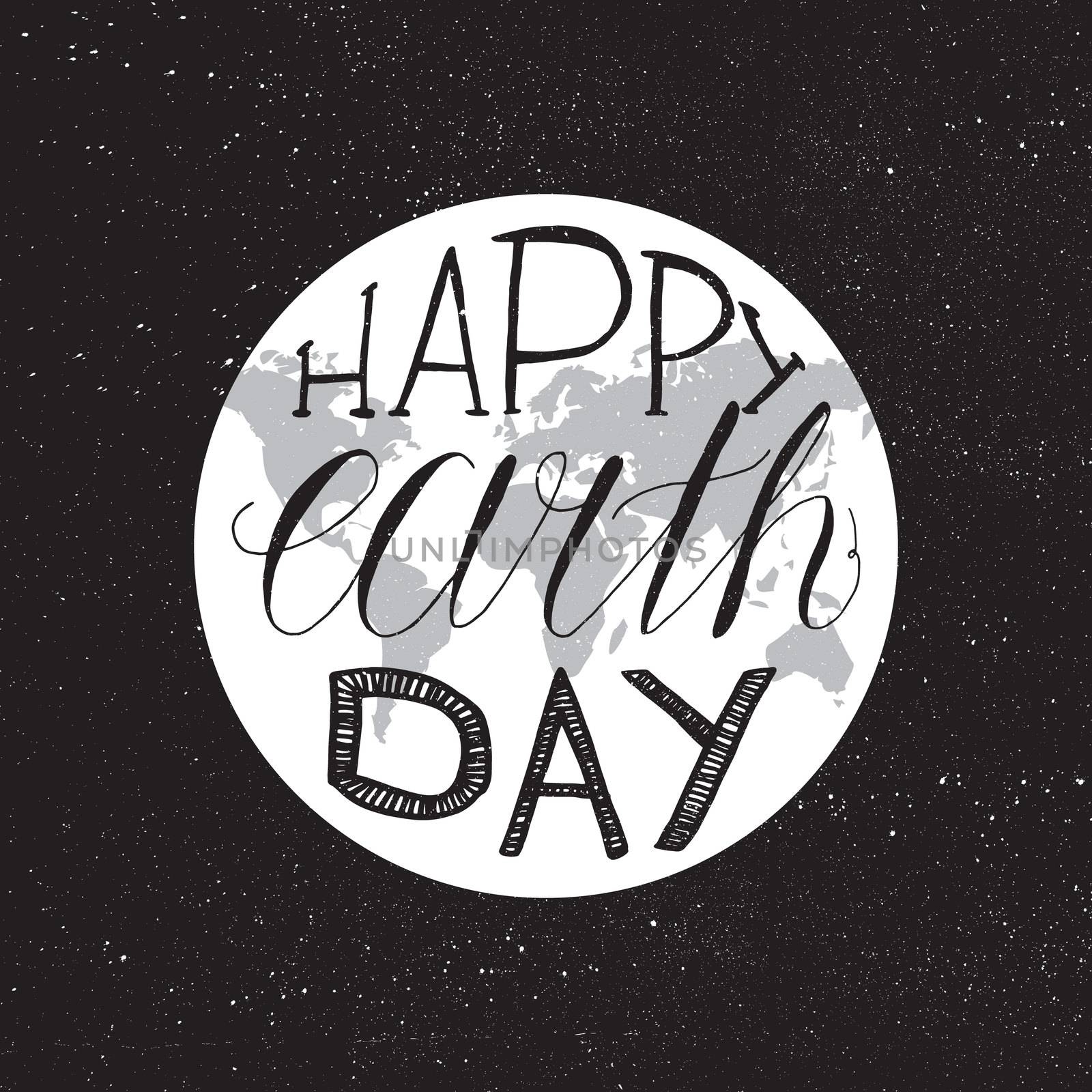 Happy Earth Day Lettering Illustration for print, poster, greeting, celebration. Grunge vintage save planet concept. Vector