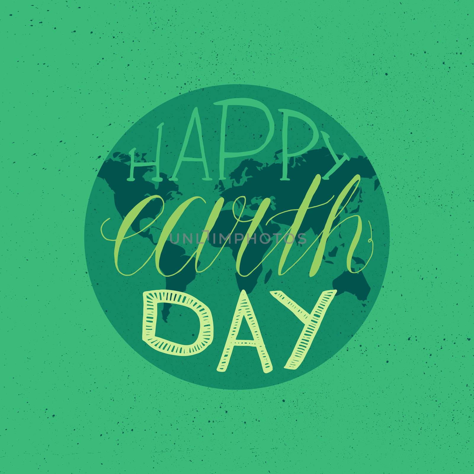 Happy Earth Day Lettering Illustration for print, poster, greeting, celebration. Grunge vintage save planet concept. Vector