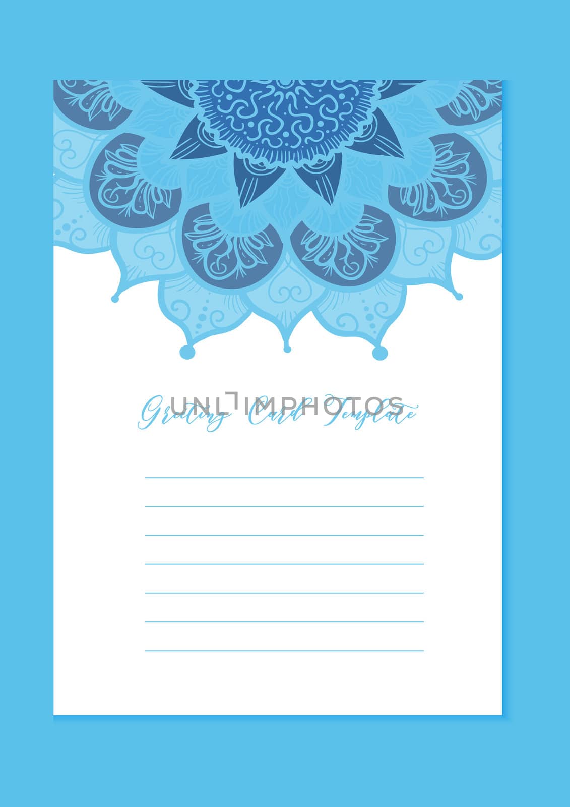 Mandala vintage template card in arabic and indian, islam and ottoman, turkish, asian style for brochure, flyer, greeting, invitation card, cover. Format A4. Floral holiday ornamental design. Vector