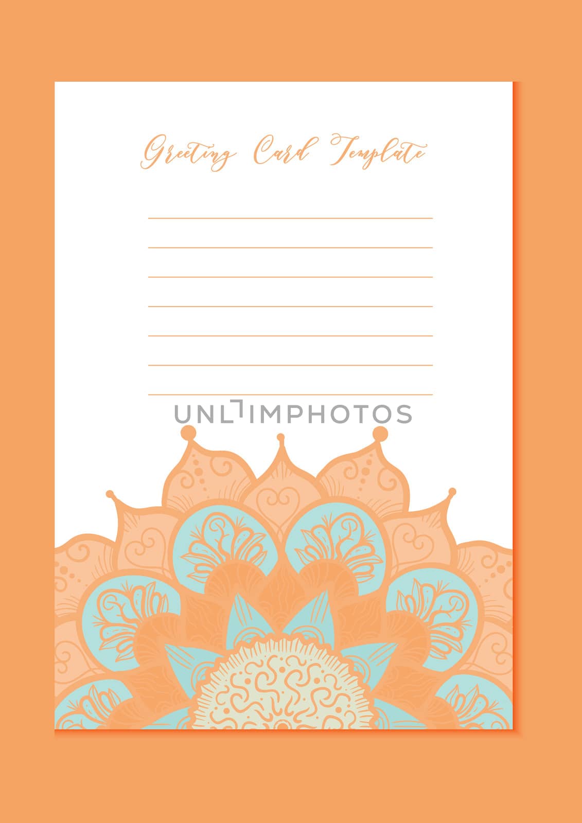 Mandala vintage template card in arabic and indian, islam and ottoman, turkish, asian style for brochure, flyer, greeting, invitation card, cover. Format A4. Floral holiday ornamental design. Vector