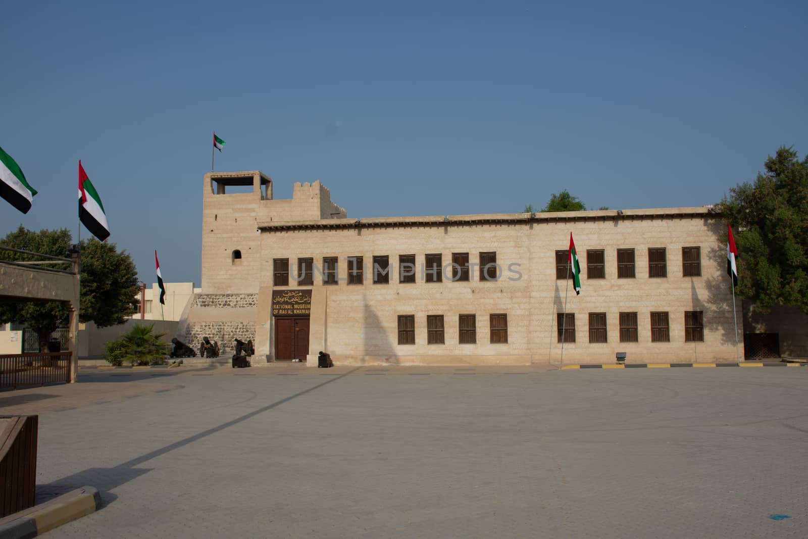 Entrance of the Ras al Khaimah Museum in the morning sun.