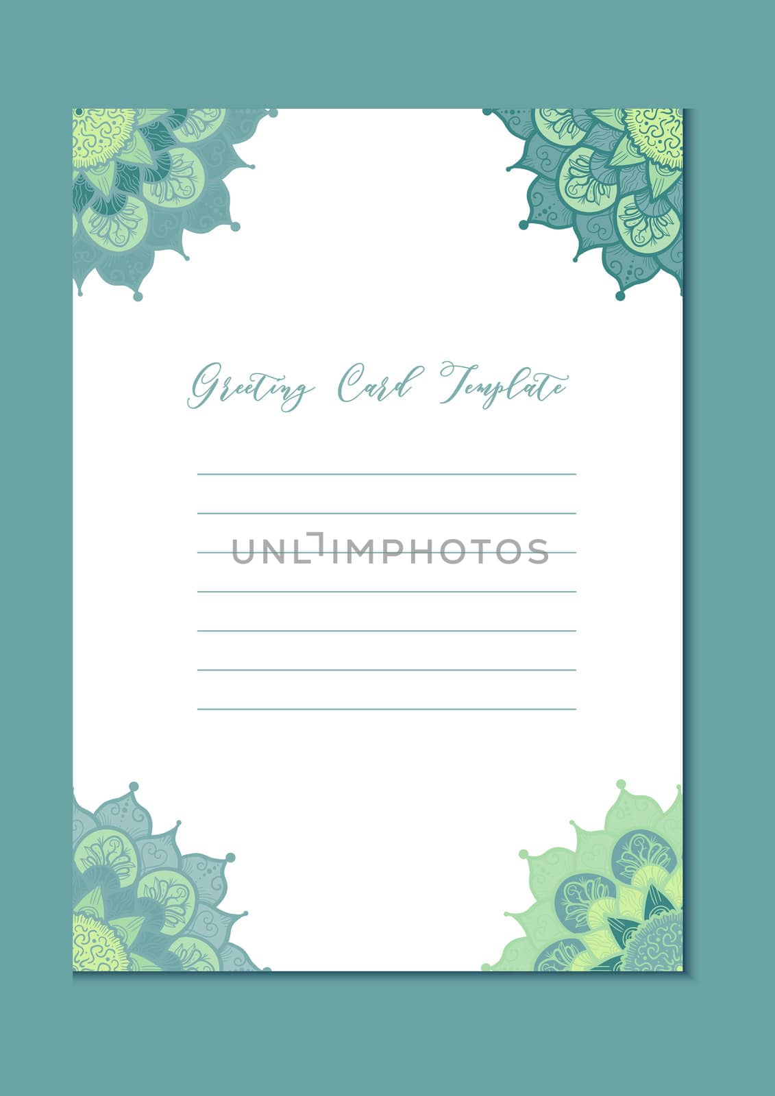Mandala vintage template card in arabic and indian, islam and ottoman, turkish, asian style for brochure, flyer, greeting, invitation card, cover. Format A4. Floral holiday ornamental design. Vector