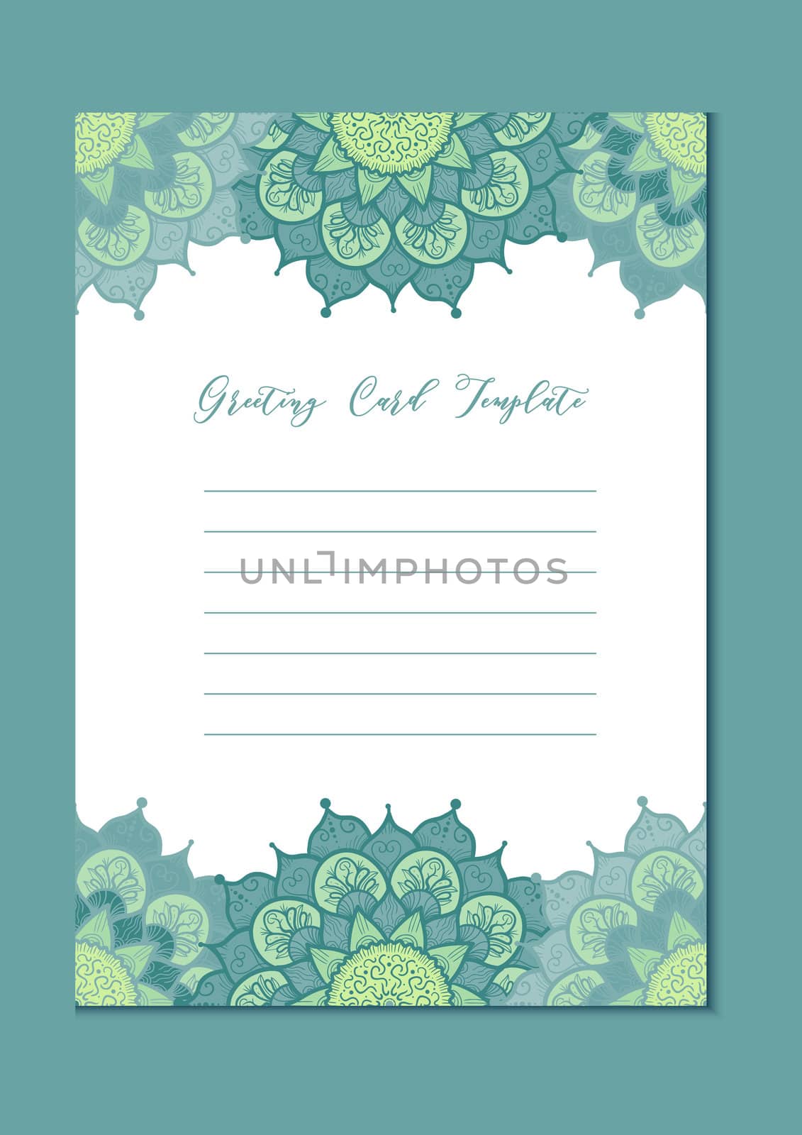 Mandala vintage template card in arabic and indian, islam and ottoman, turkish, asian style for brochure, flyer, greeting, invitation card, cover. Format A4. Floral holiday ornamental design. Vector