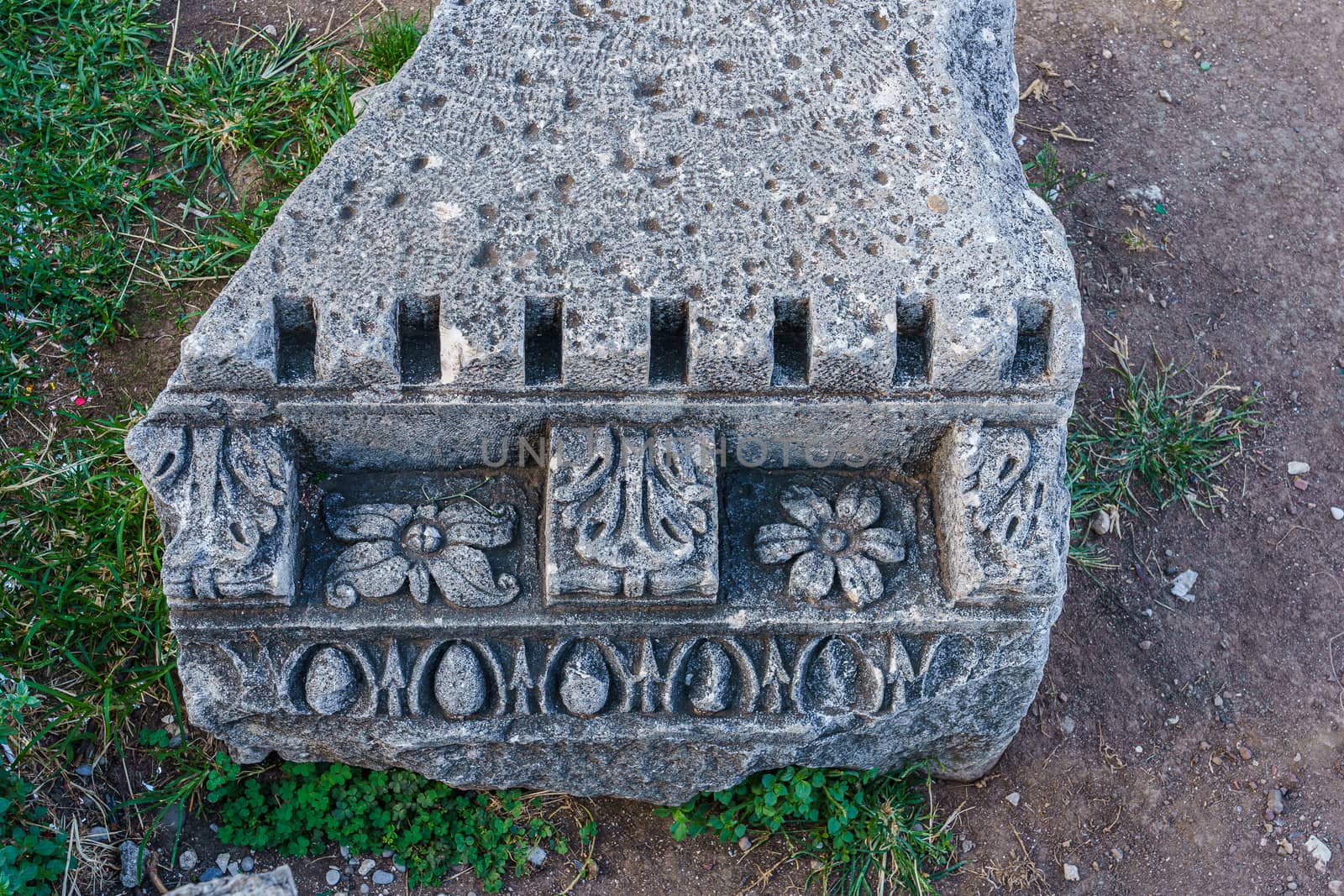 Architecture of the Balkan countries. The remains of ancient stone structures in the city of Budva, in Montenegro.