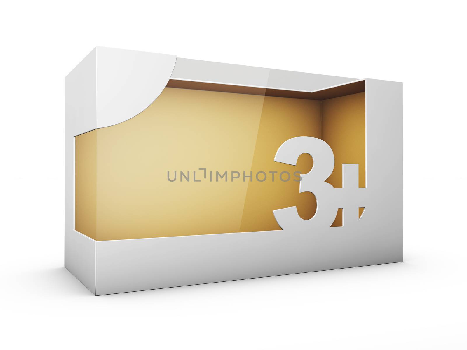 3d Rendering of White Package Box With Window for Toys for tree year and up, clipping path included.