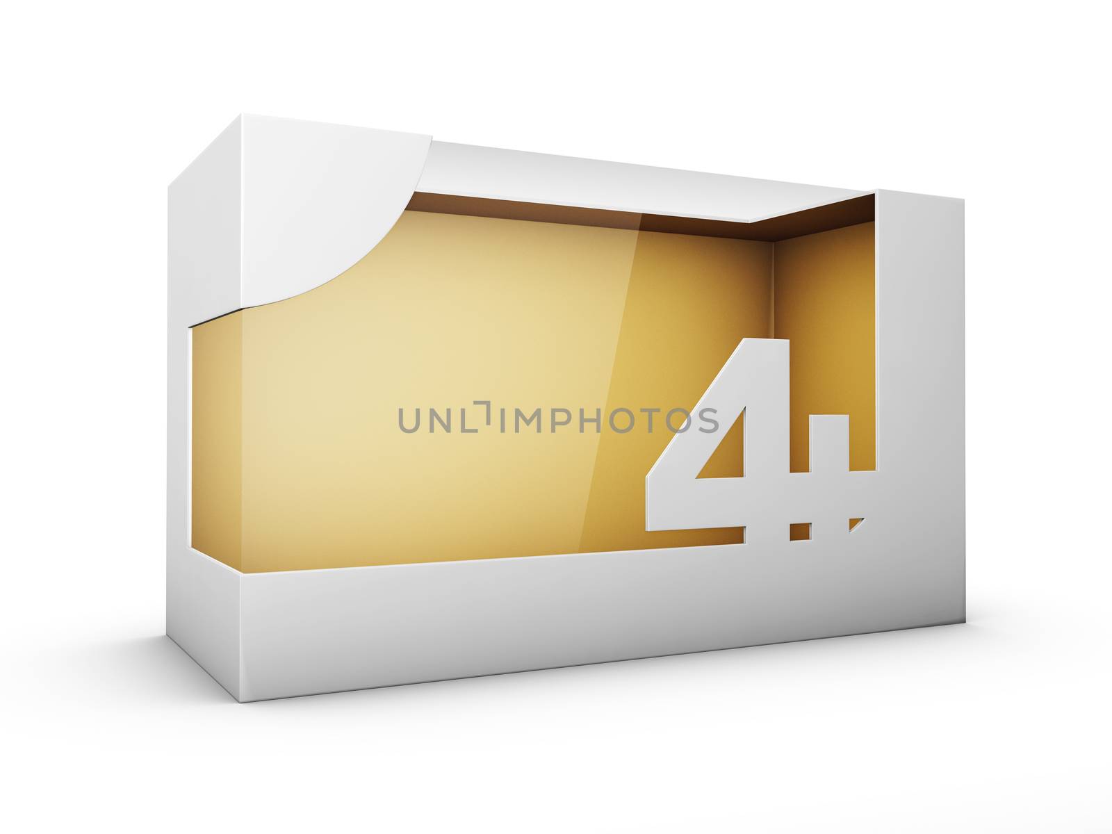 3d Rendering of White Package Box With Window for Toys for four year and up, clipping path included by tussik