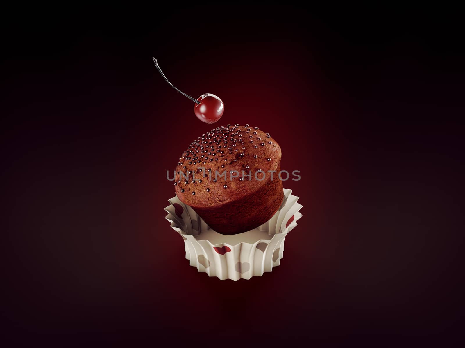 Sweet dessert Cake, cupcake. 3d Illustration, clipping path included by tussik