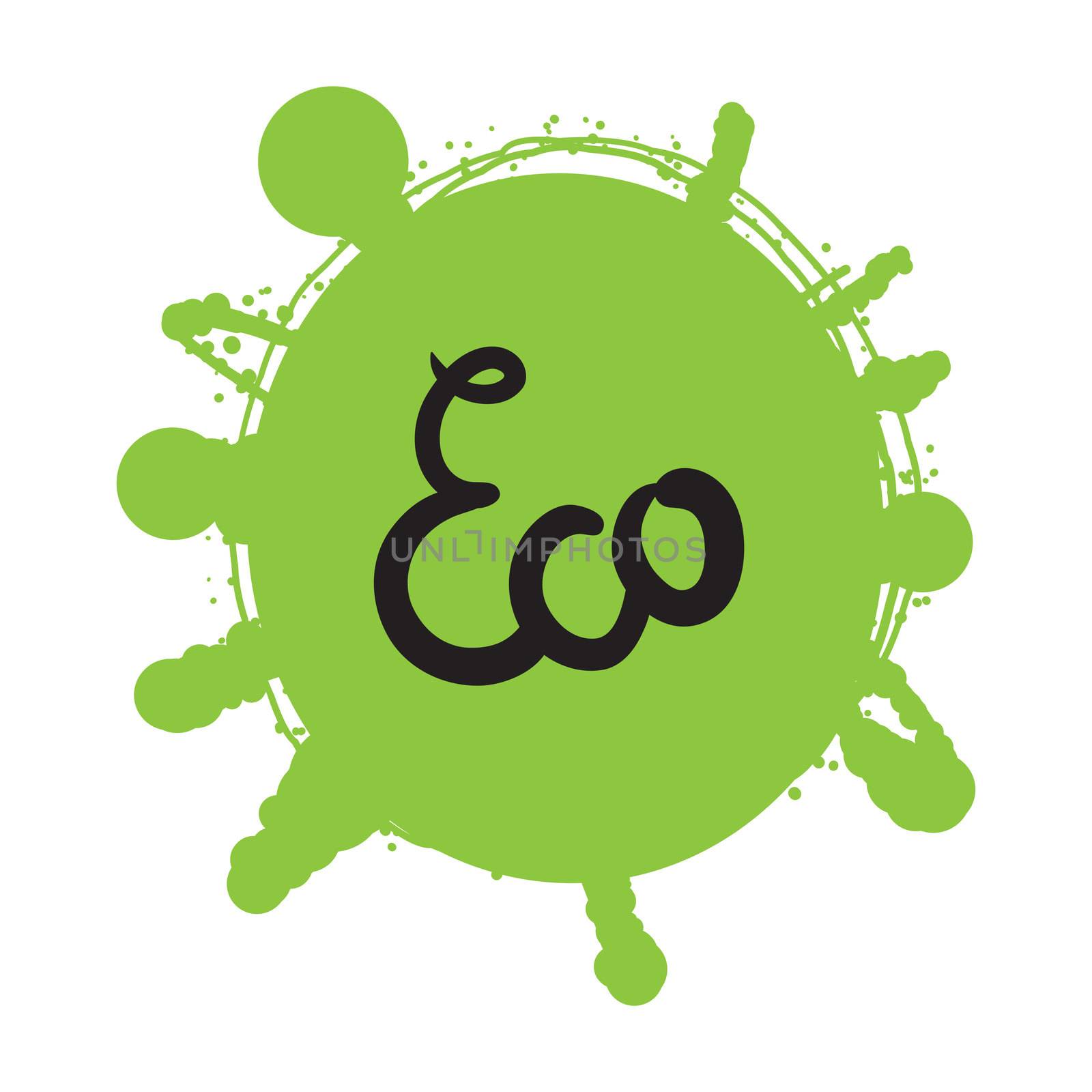 Hand drawn ecology and 100 percents natural lettering badge. Isolated grunge sticker or nature icon of quality for banner, web, card, print. Eco design. Vector