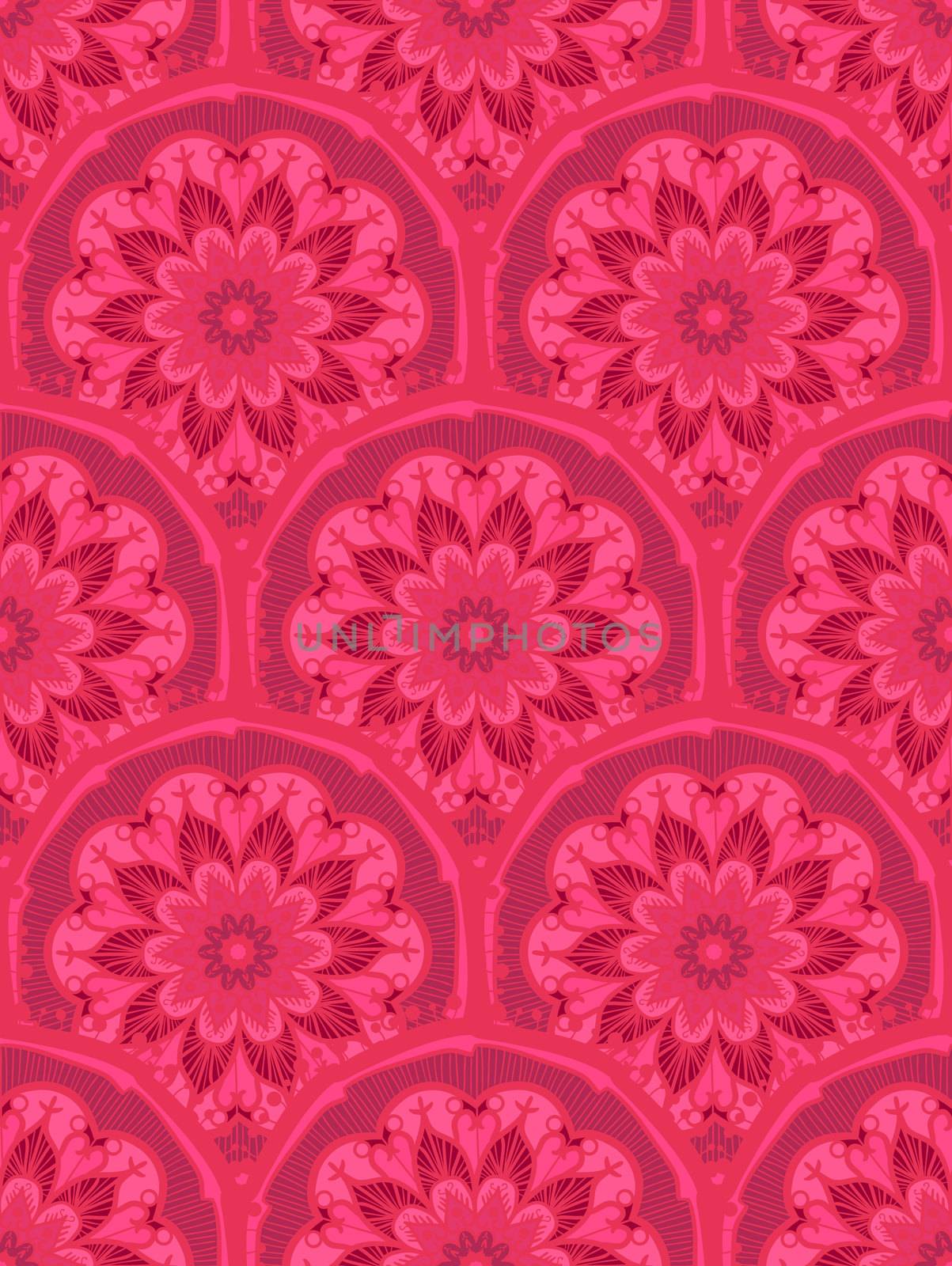 Hand drawn Mandala Seamless Pattern. Arabic, indian, turkish and ottoman culture decoration style. Ethnic ornamental background. Magic vintage template of greeting, card, print, cloth, tattoo. Vector