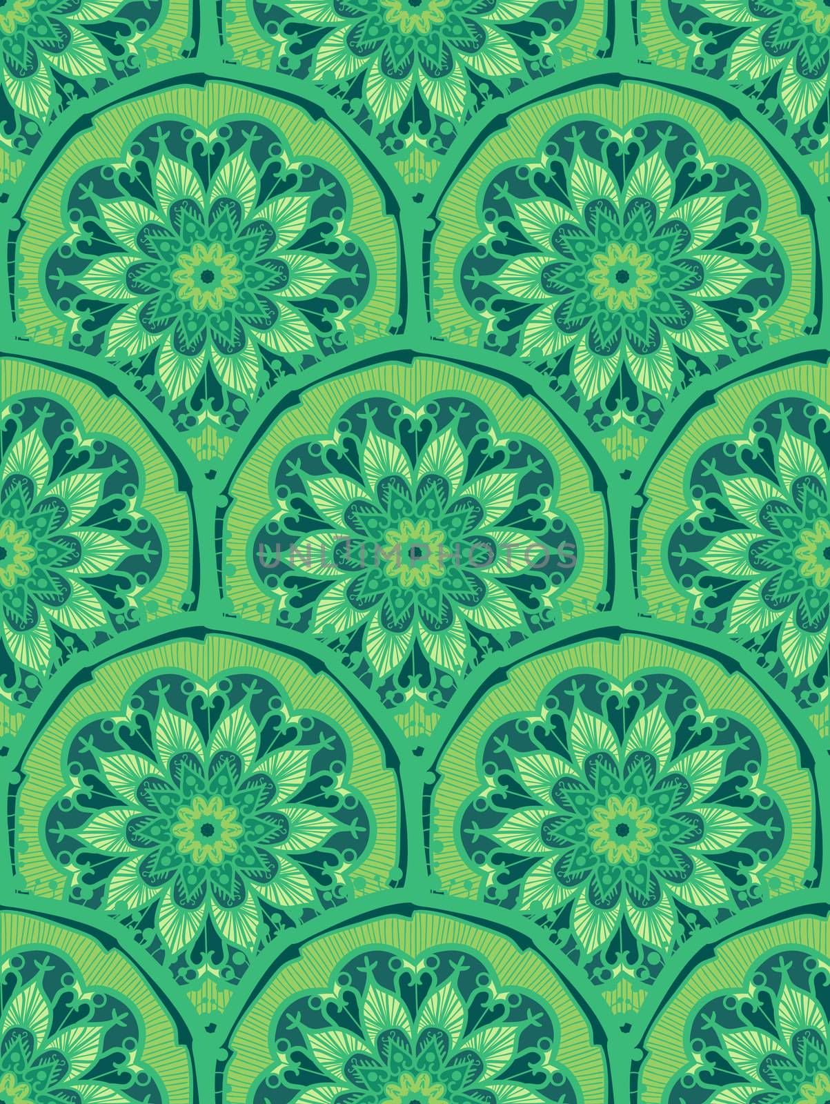Hand drawn Mandala Seamless Pattern. Arabic, indian, turkish and ottoman culture decoration style. Ethnic ornamental background. Magic vintage template of greeting, card, print, cloth, tattoo. Vector