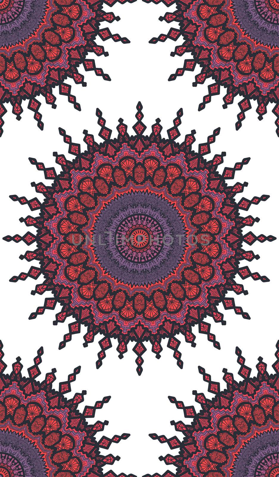 Hand drawn Gold Mandala Seamless Pattern. Arabic, indian, turkish and ottoman culture decoration style. Ethnic ornamental background. Magic vintage template of greeting, print, cloth, tattoo. Vector