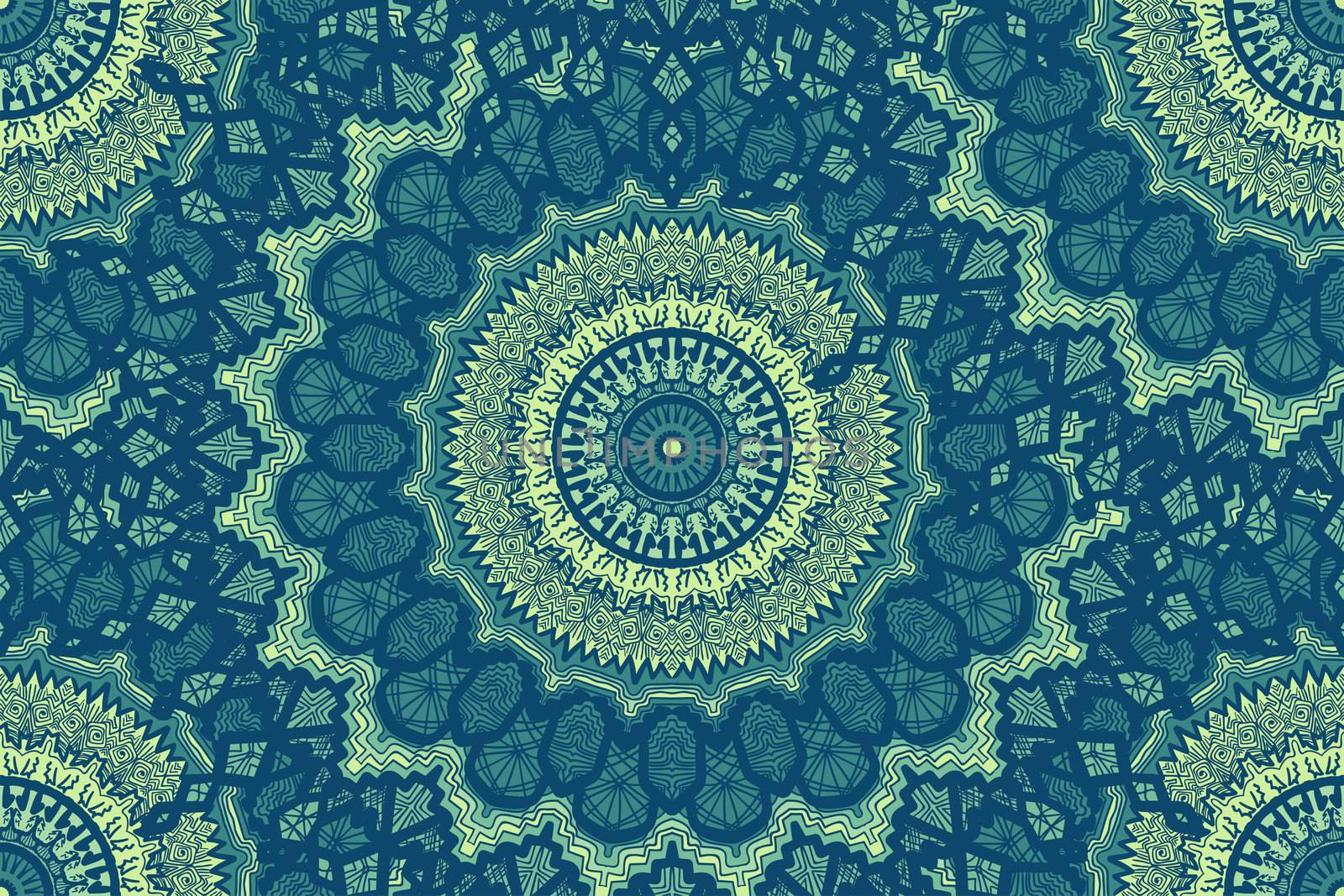Hand drawn Gold Mandala Seamless Pattern. Arabic, indian, turkish and ottoman culture decoration style. Ethnic ornamental background. Magic vintage template of greeting, print, cloth, tattoo. Vector
