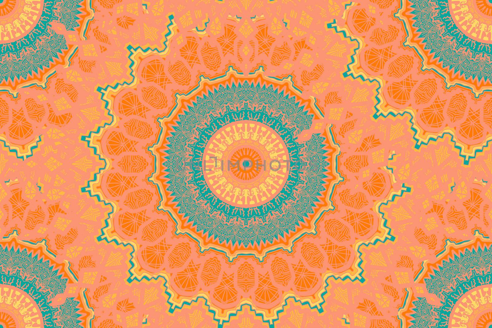 Hand drawn Gold Mandala Seamless Pattern. Arabic, indian, turkish and ottoman culture decoration style. Ethnic ornamental background. Magic vintage template of greeting, print, cloth, tattoo. Vector