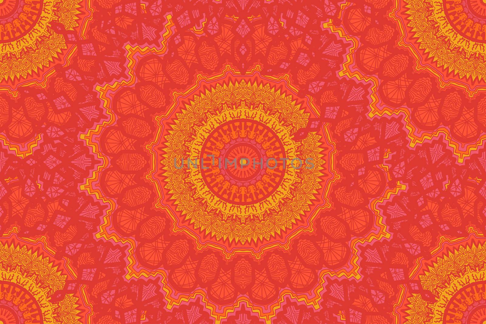 Hand drawn Gold Mandala Seamless Pattern. Arabic, indian, turkish and ottoman culture decoration style. Ethnic ornamental background. Magic vintage template of greeting, print, cloth, tattoo. Vector
