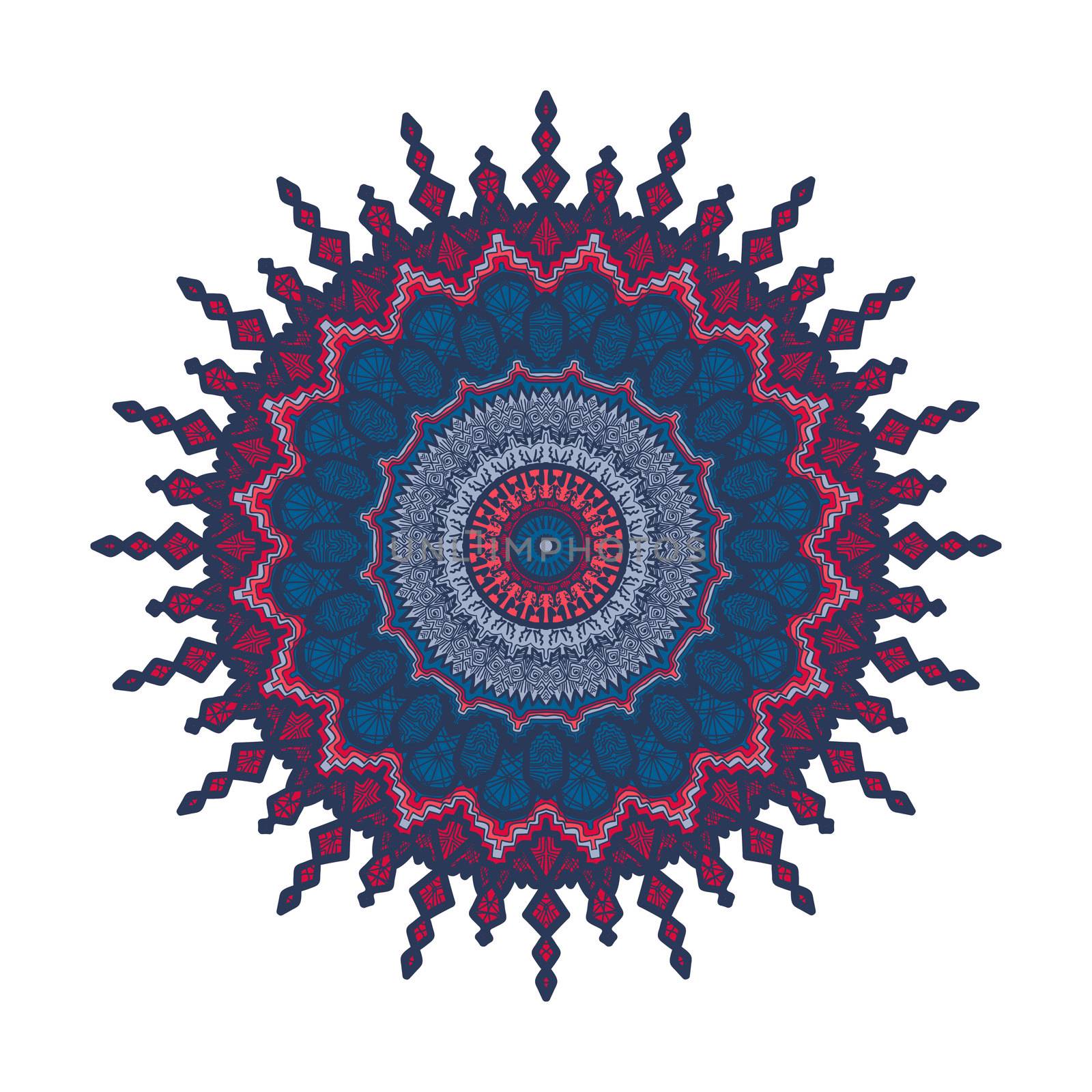 Hand drawn Mandala in arabic, indian, islam and ottoman culture decoration style. Ethnic geometric ornamental background. Magic vintage template of greeting, card, print, cloth, tattoo. Vector
