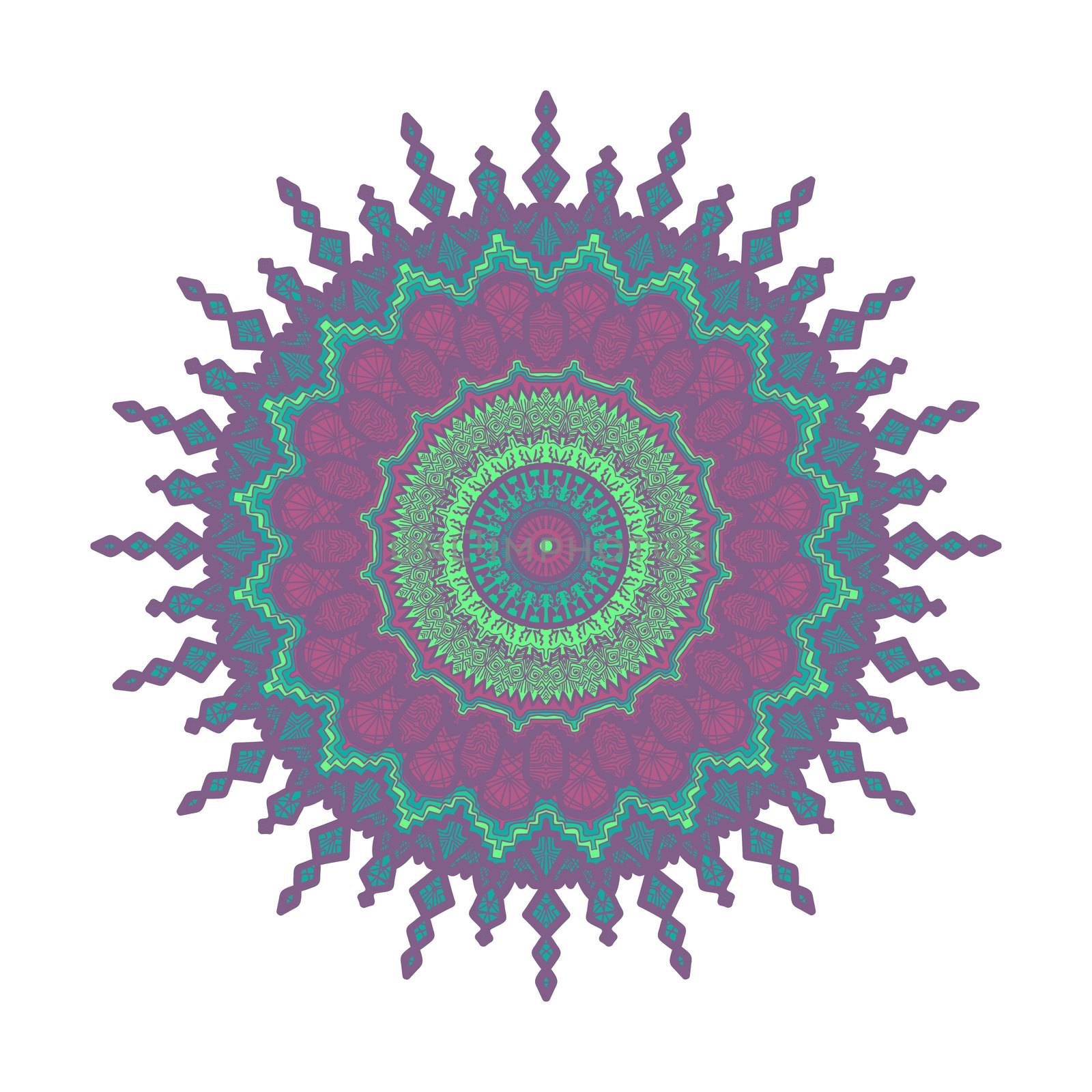 Hand drawn Mandala in arabic, indian, islam and ottoman culture decoration style. Ethnic geometric ornamental background. Magic vintage template of greeting, card, print, cloth, tattoo. Vector