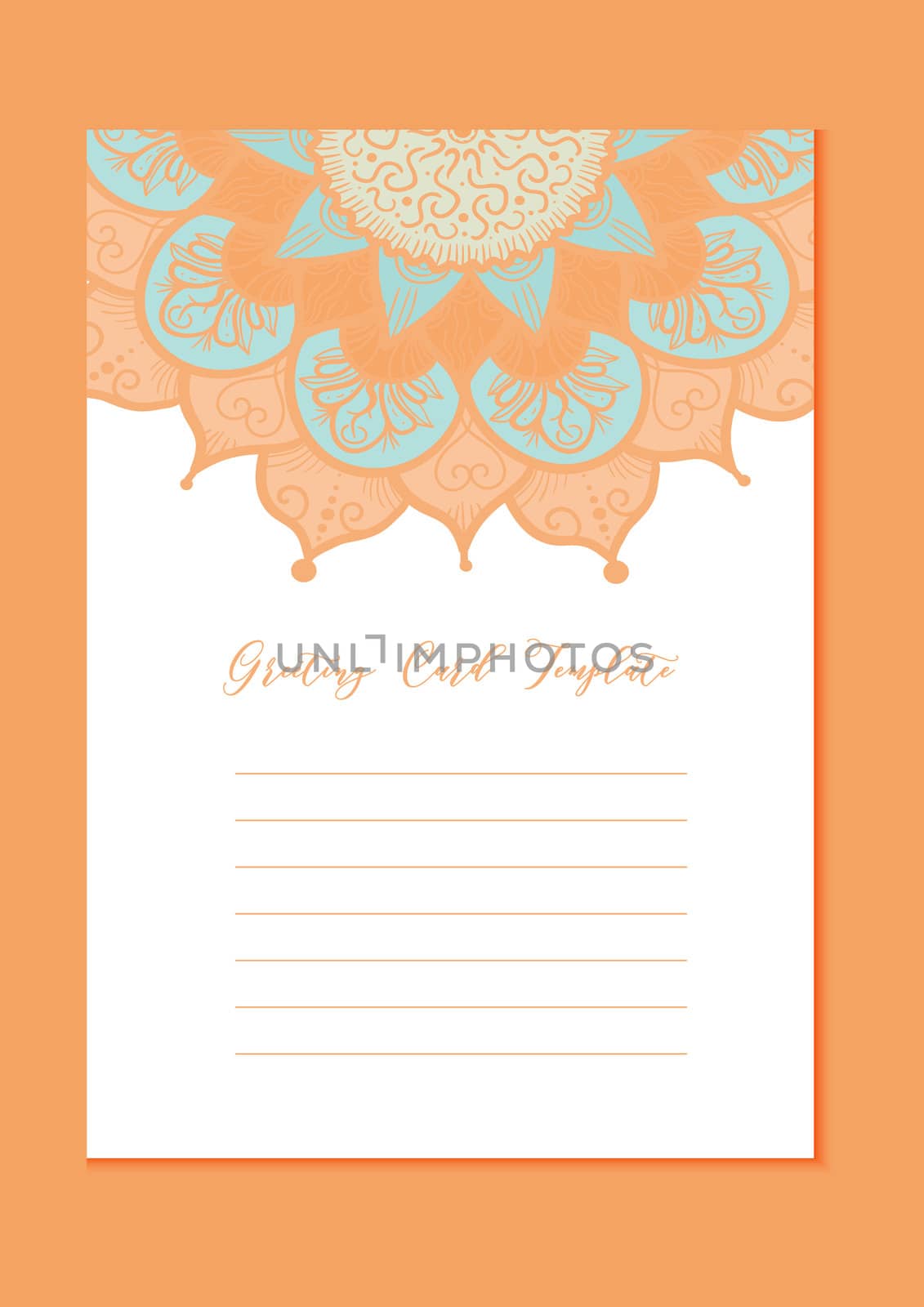 Mandala vintage template card in arabic and indian, islam and ottoman, turkish, asian style for brochure, flyer, greeting, invitation card, cover. Format A4. Floral holiday ornamental design. Vector