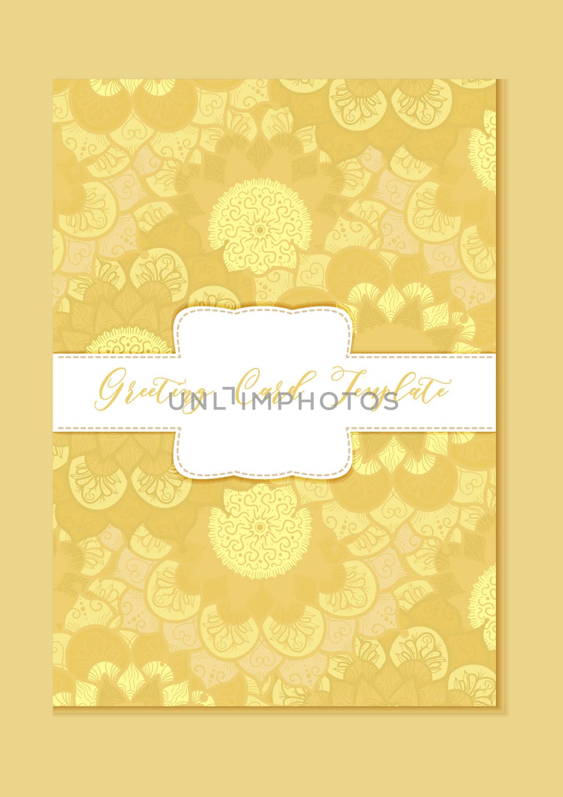 Mandala vintage template card in arabic and indian, islam and ottoman, turkish, asian style for brochure, flyer, greeting, invitation card, cover. Format A4. Floral holiday ornamental design. Vector