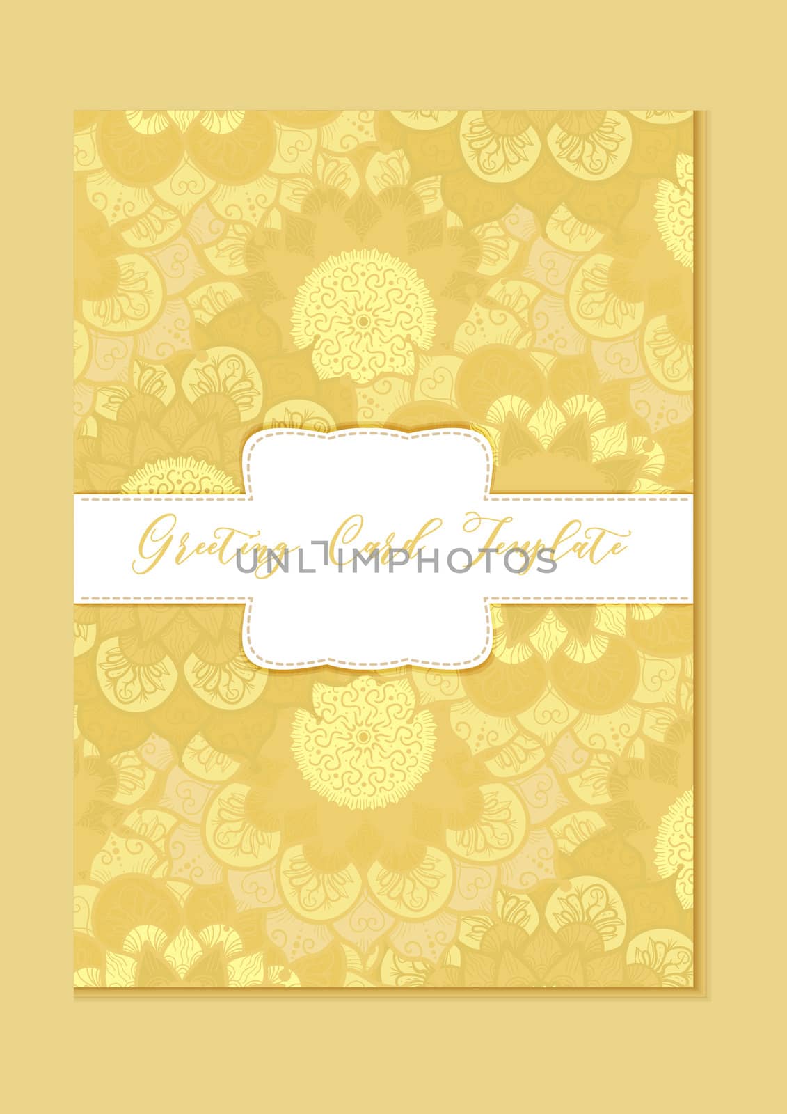 Mandala vintage template card in arabic and indian, islam and ottoman, turkish, asian style for brochure, flyer, greeting, invitation card, cover. Format A4. Floral holiday ornamental design. Vector