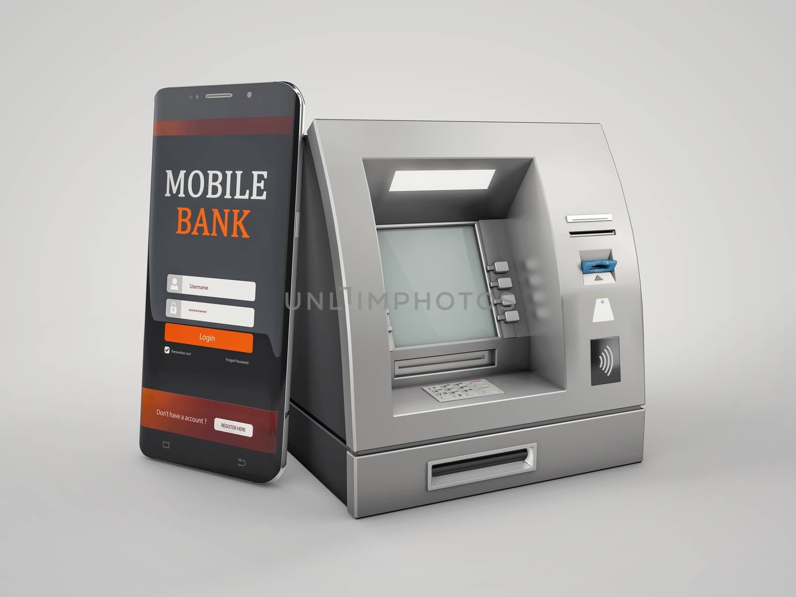 3d Rendering of Mobile online banking and payment concept. clipping path included.