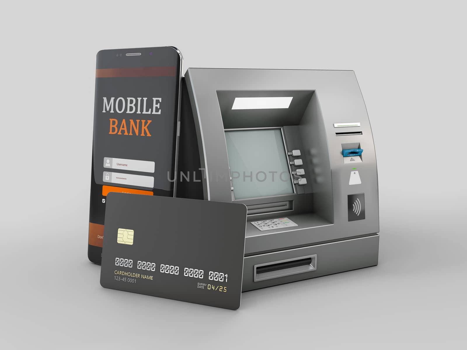 3d Rendering of Mobile online banking and payment concept. clipping path included by tussik