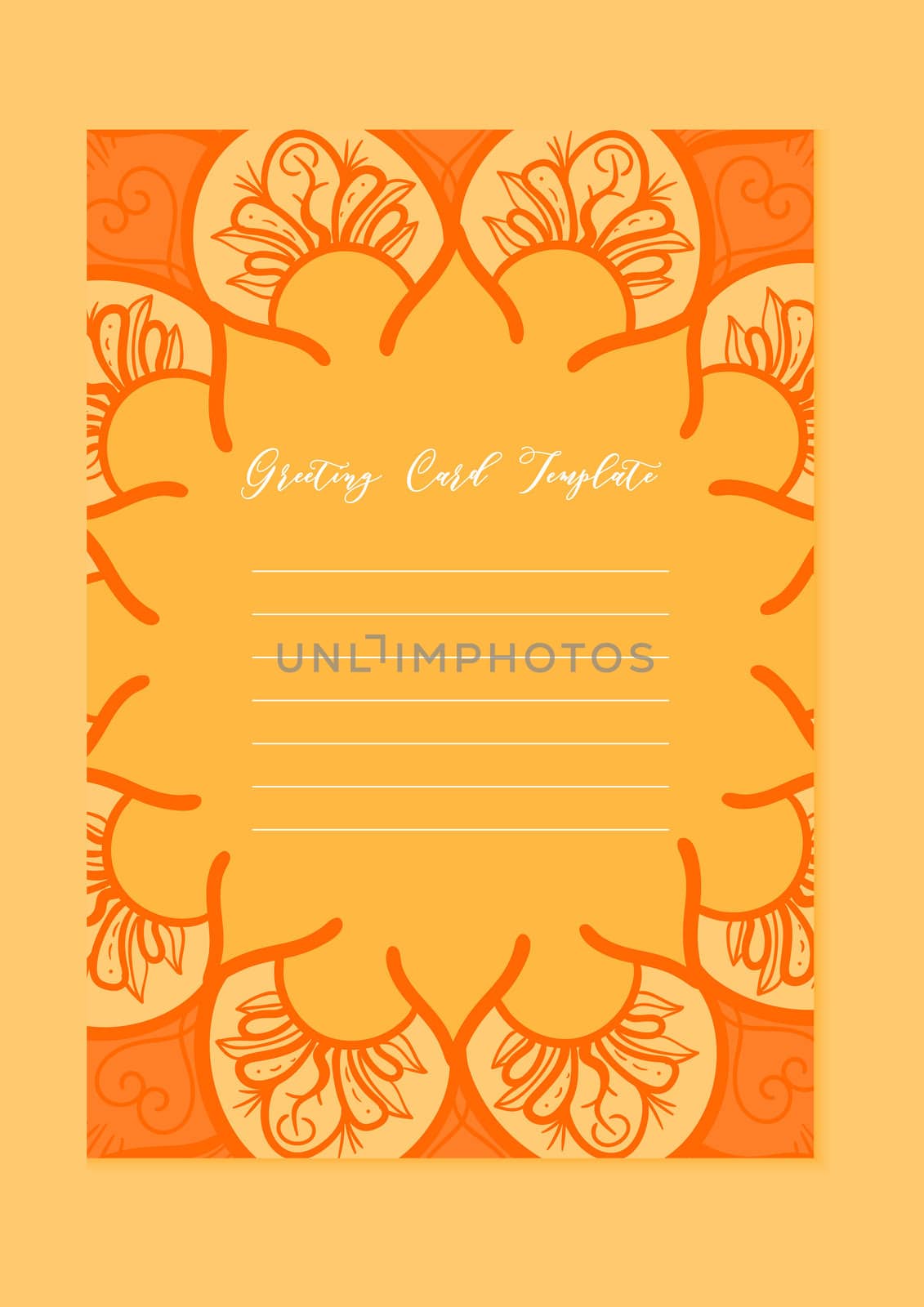 Mandala vintage template card in arabic and indian, islam and ottoman, turkish, asian style for brochure, flyer, greeting, invitation card, cover. Format A4. Floral holiday ornamental design. Vector